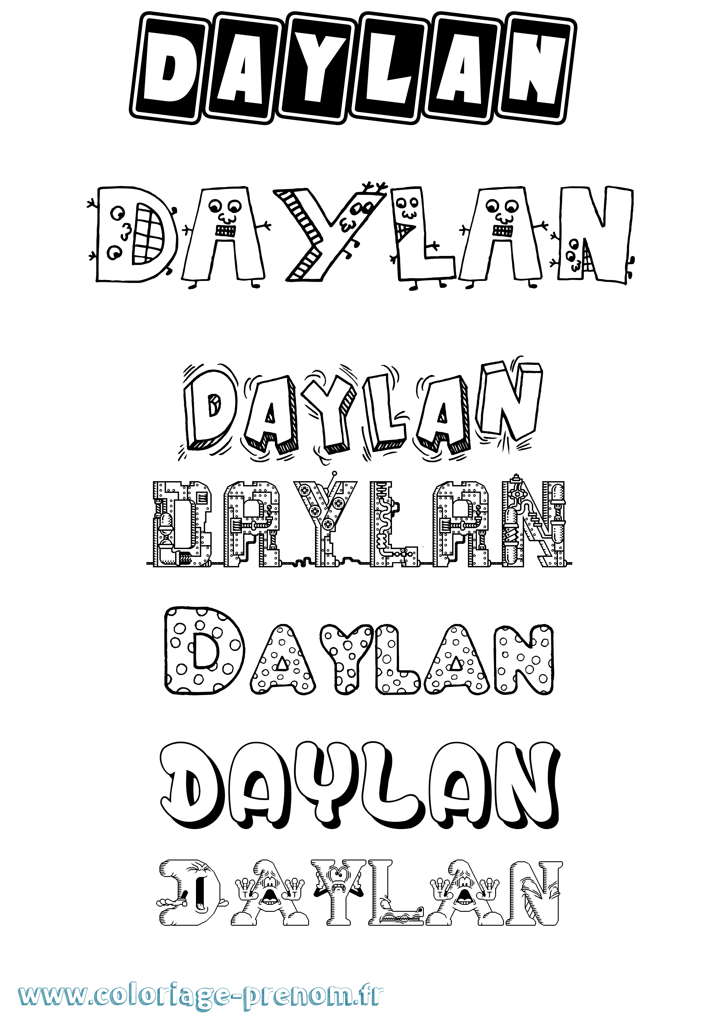 Coloriage Daylan Fun Coloriage prénom Daylan Fun