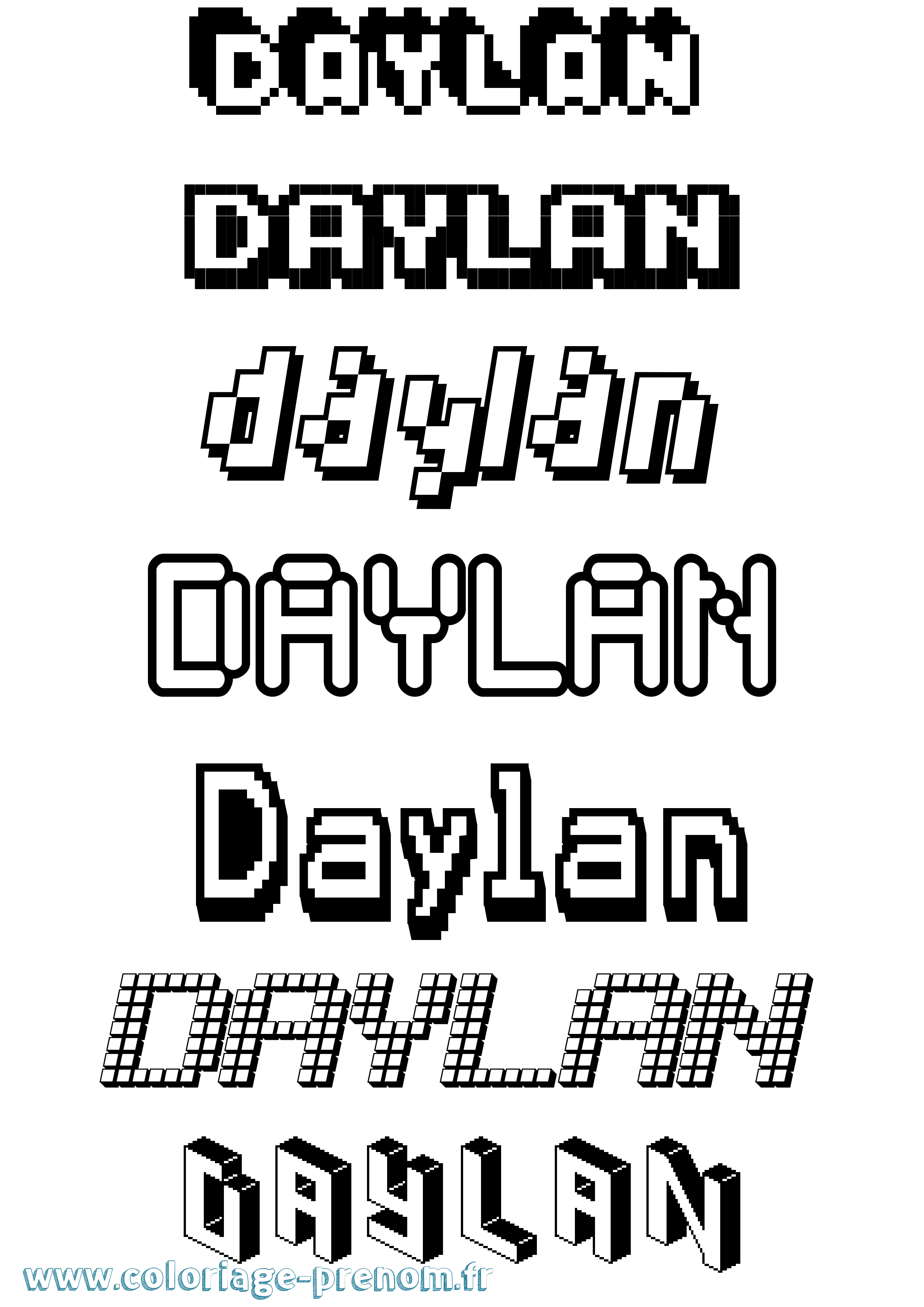 Coloriage Daylan Pixel Coloriage prénom Daylan Pixel