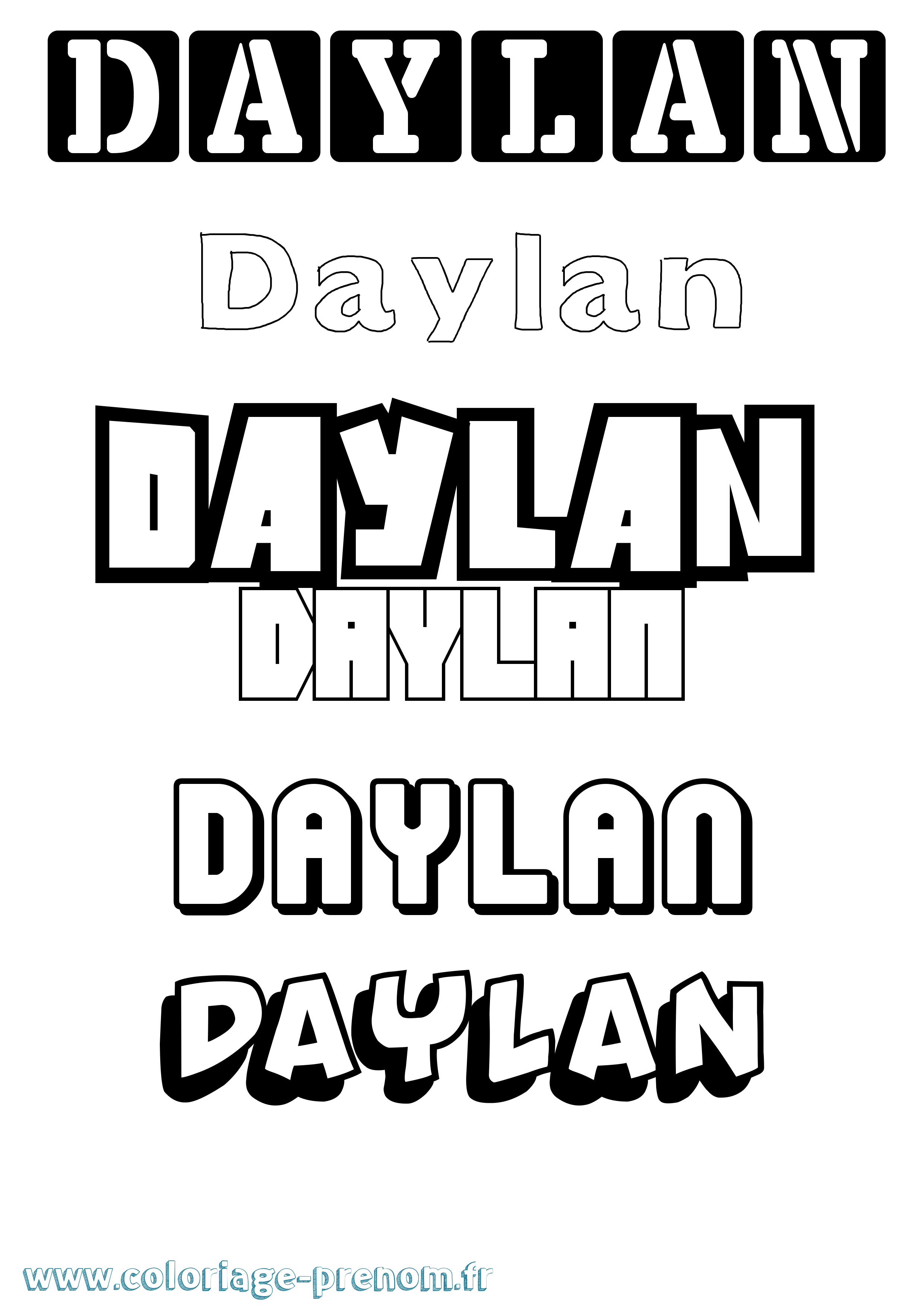 Coloriage Daylan Simple Coloriage prénom Daylan Simple