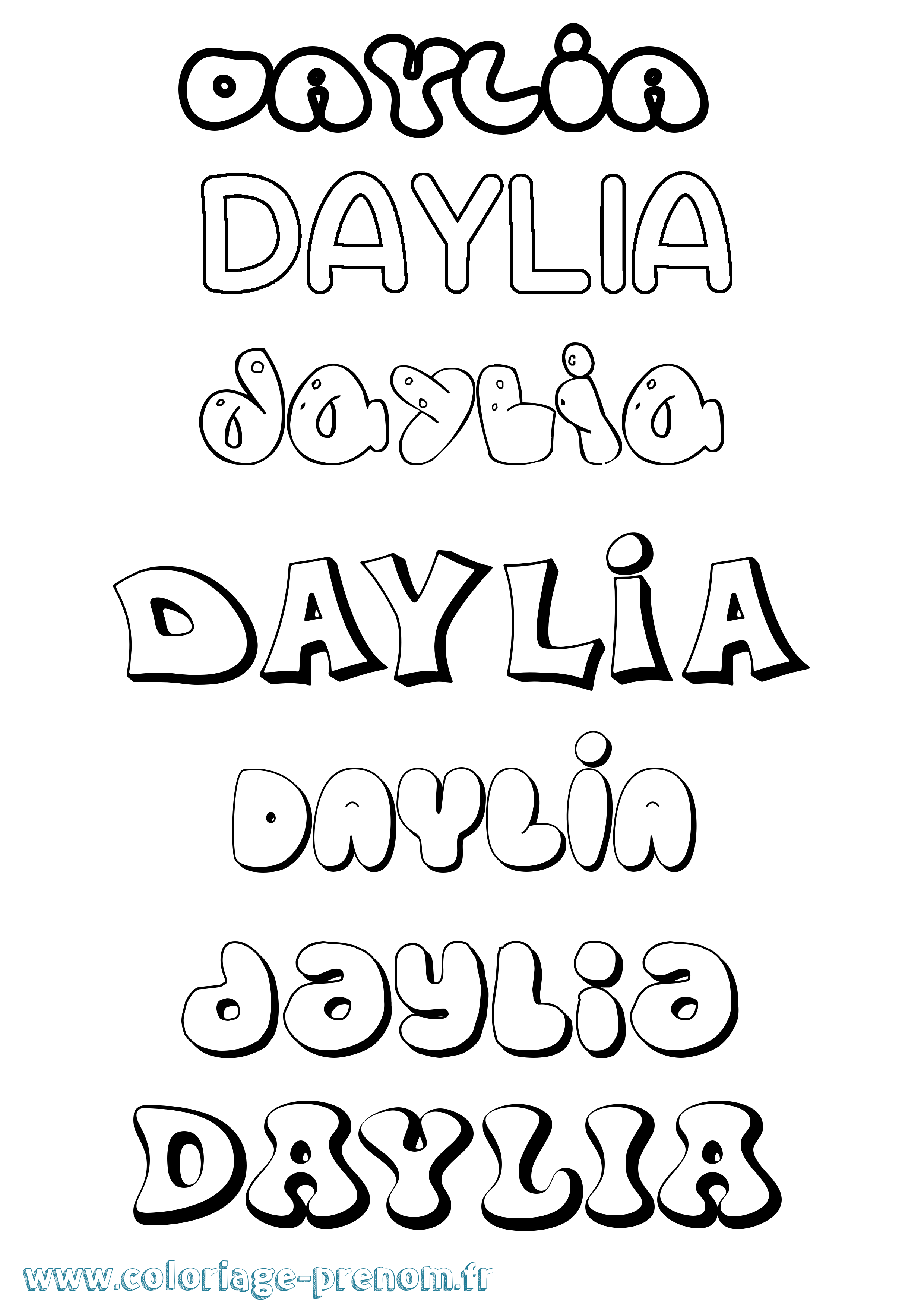 Coloriage Daylia Bubble Coloriage prénom Daylia Bubble