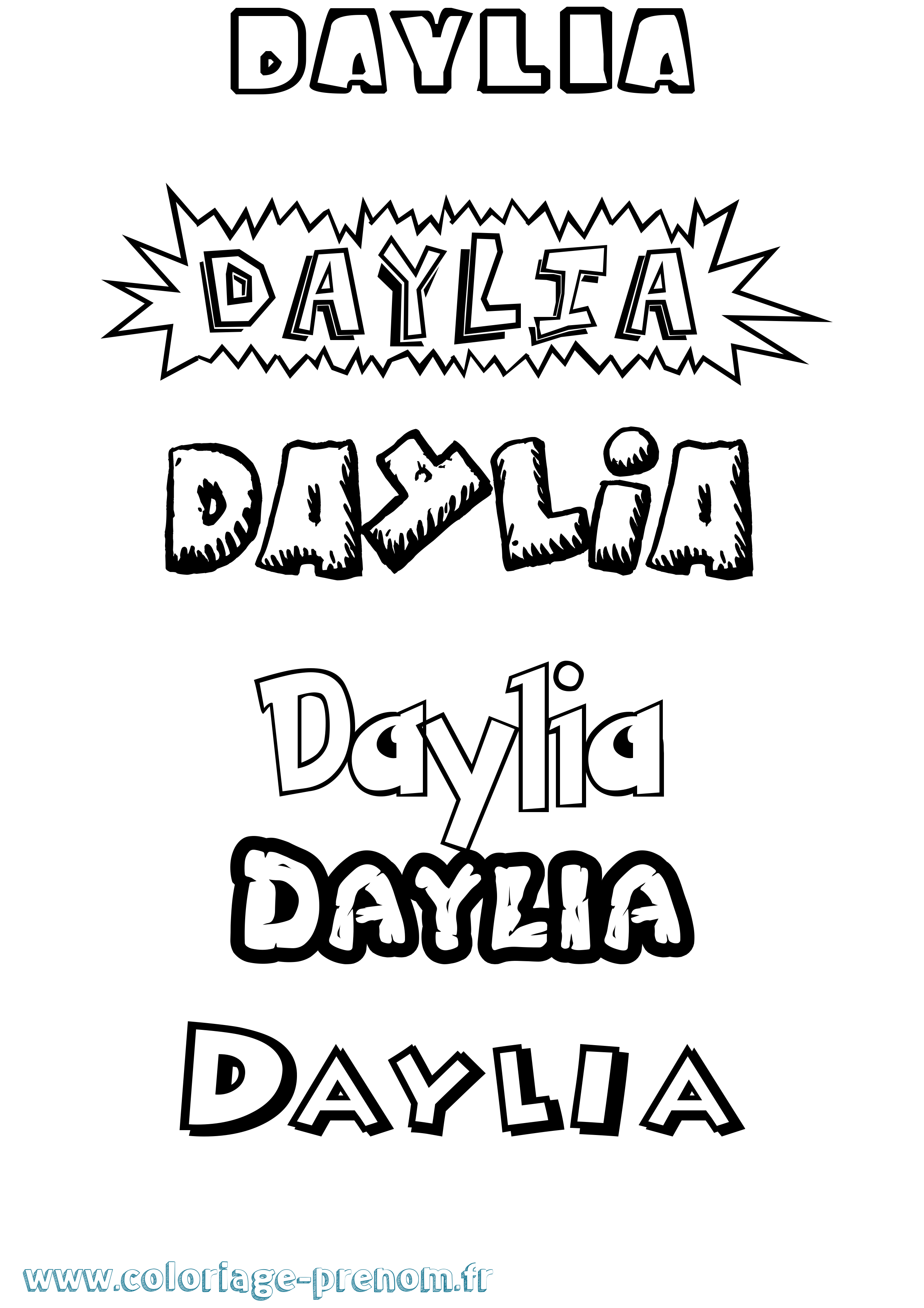 Coloriage Daylia Dessin Animé Coloriage prénom Daylia Dessin Animé