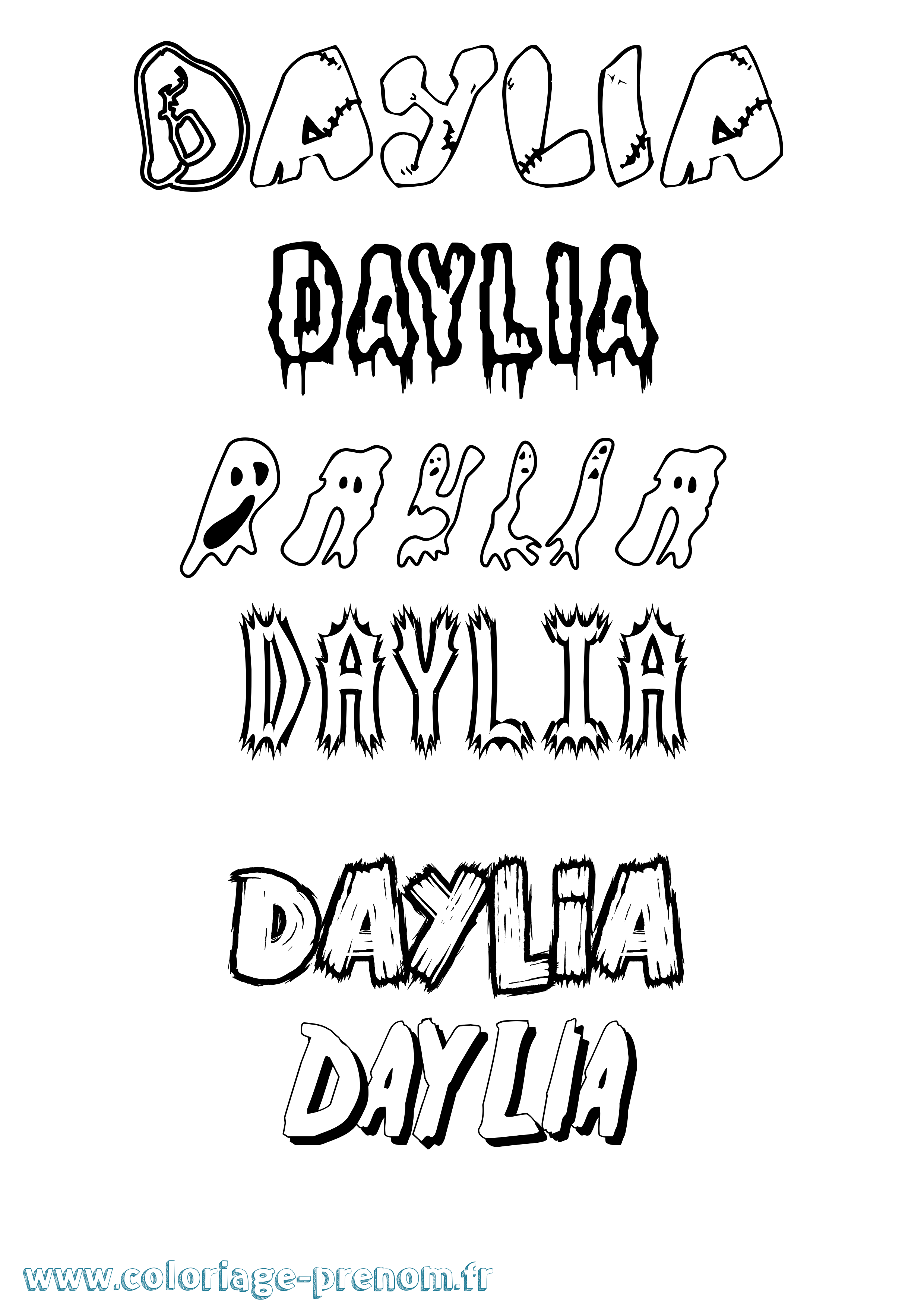 Coloriage Daylia Frisson Coloriage prénom Daylia Frisson