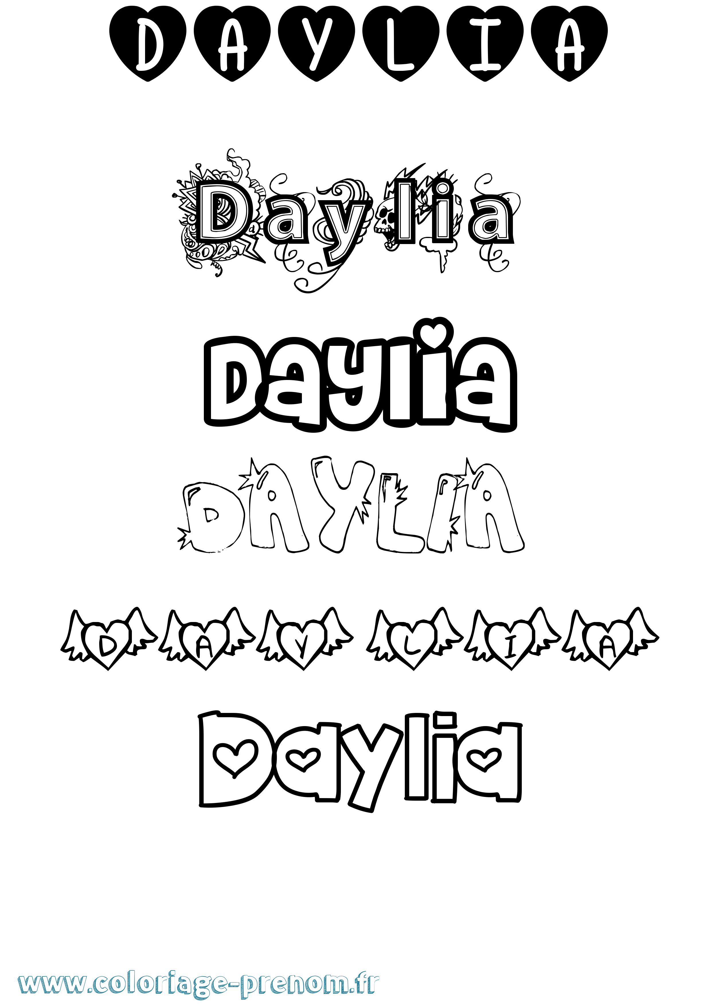 Coloriage Daylia Girly Coloriage prénom Daylia Girly