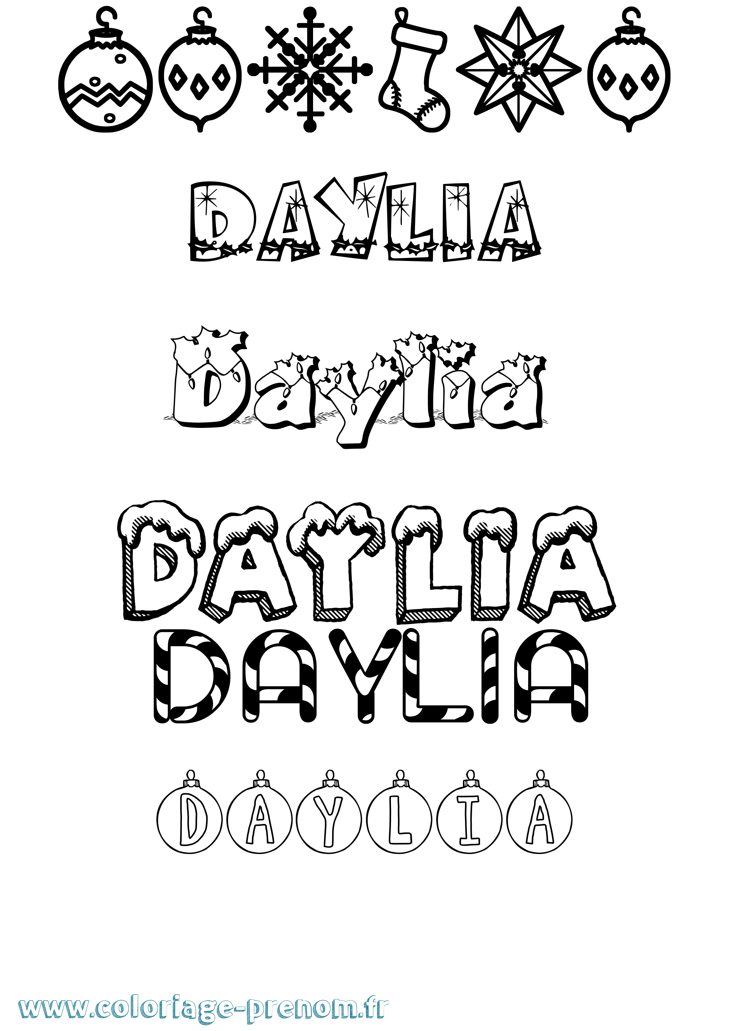 Coloriage Daylia Noël Coloriage prénom Daylia Noël
