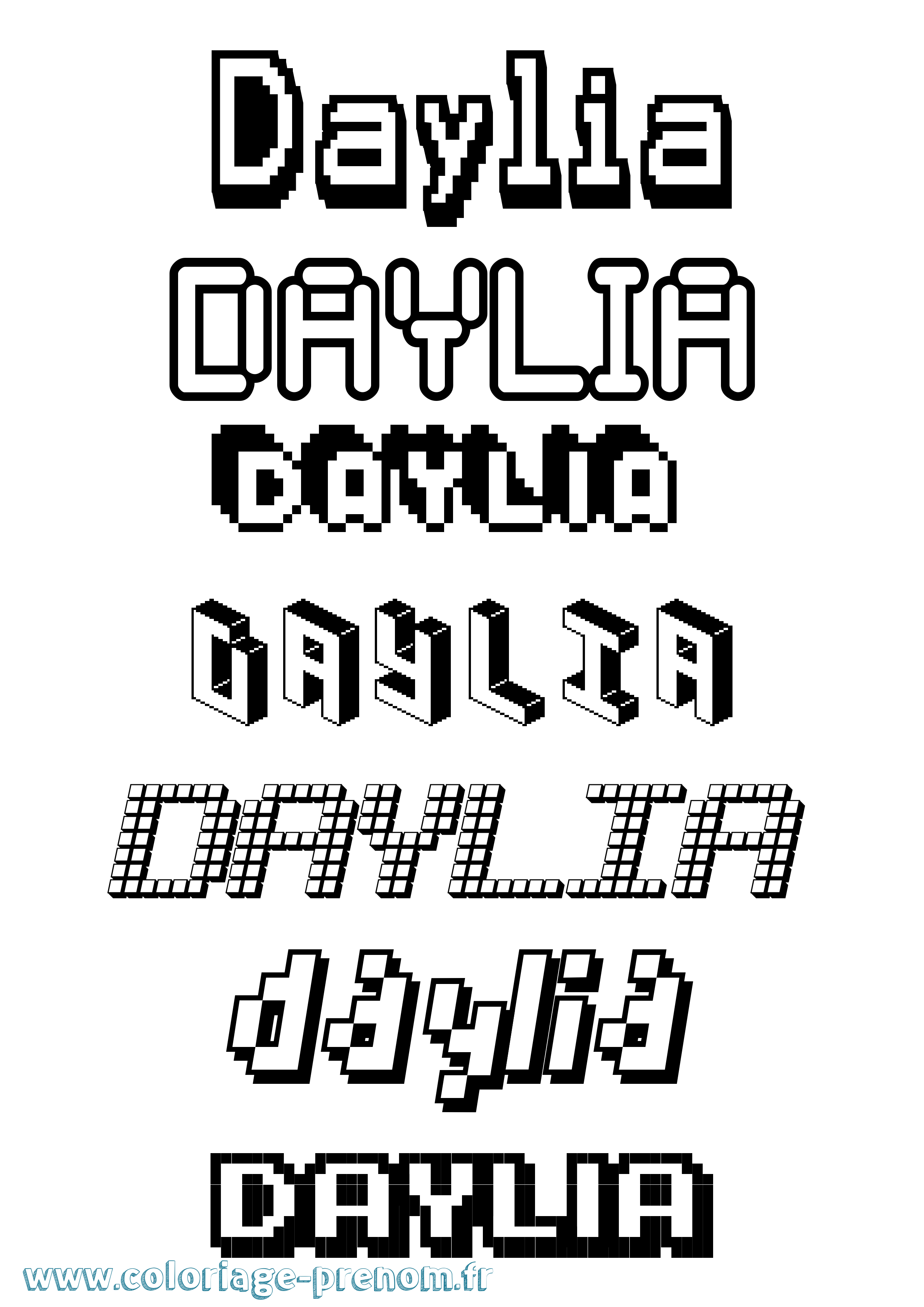 Coloriage Daylia Pixel Coloriage prénom Daylia Pixel