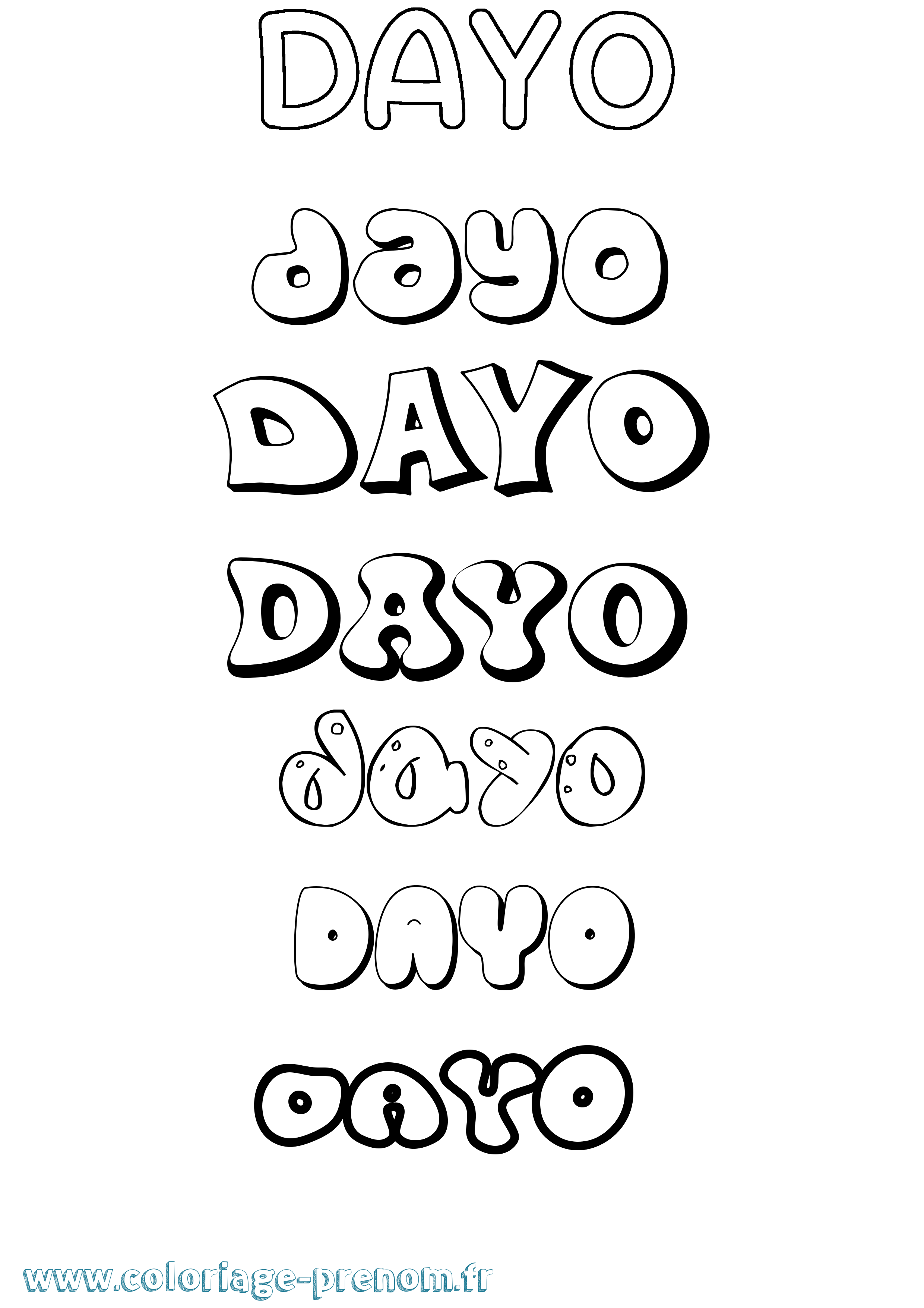 Coloriage Dayo Bubble Coloriage prénom Dayo Bubble