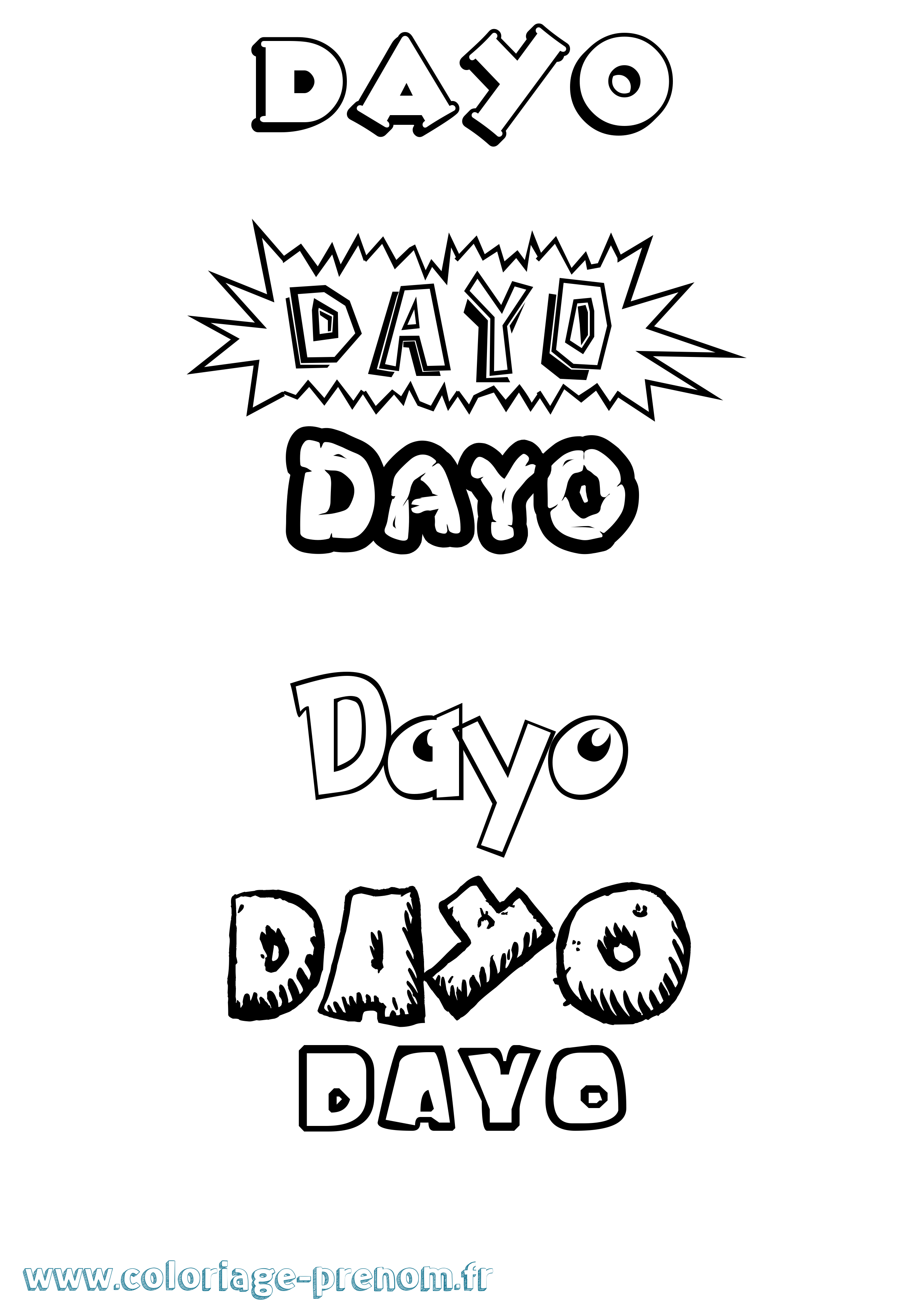 Coloriage Dayo Dessin Animé Coloriage prénom Dayo Dessin Animé