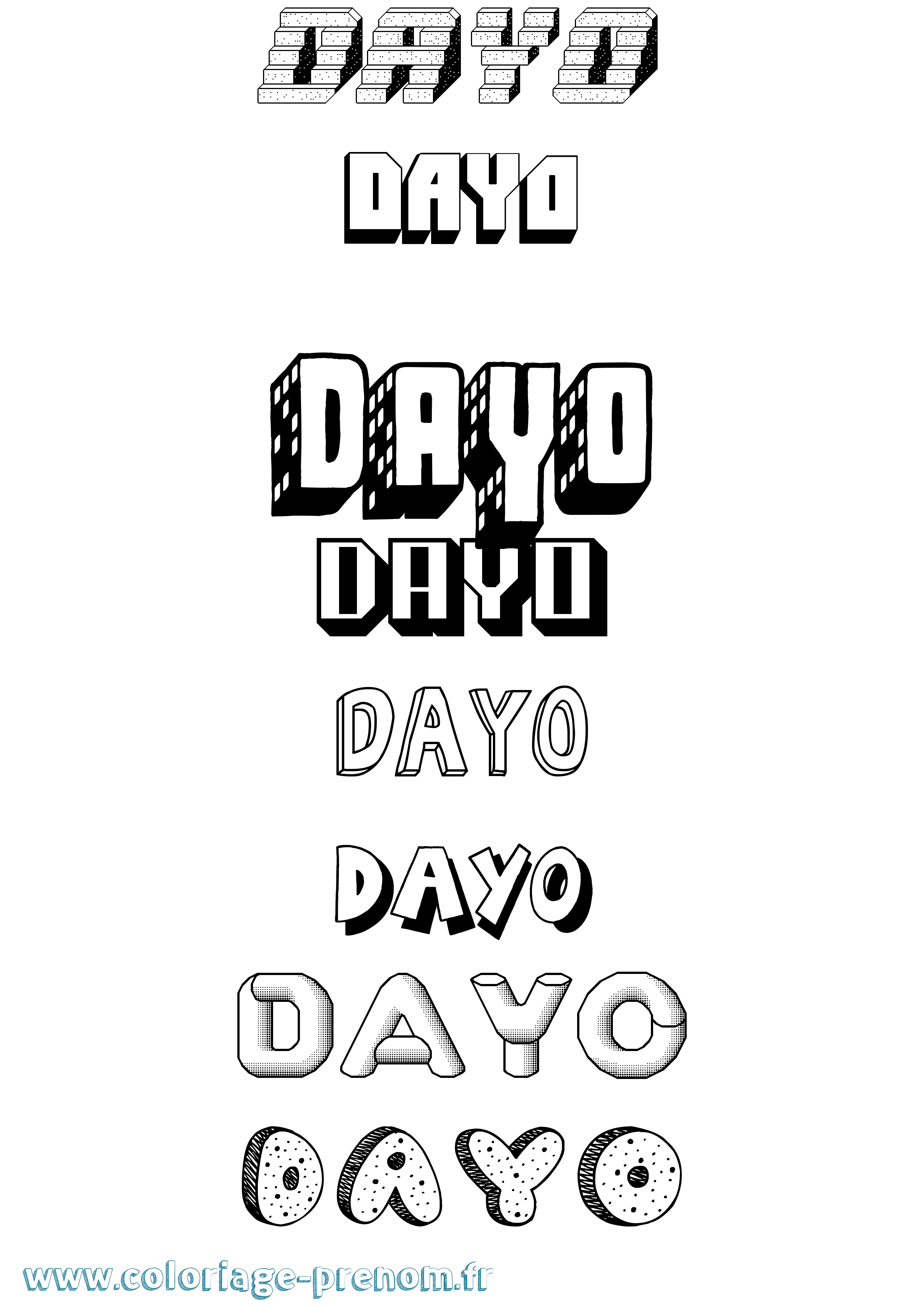 Coloriage Dayo Effet 3D Coloriage prénom Dayo Effet 3D