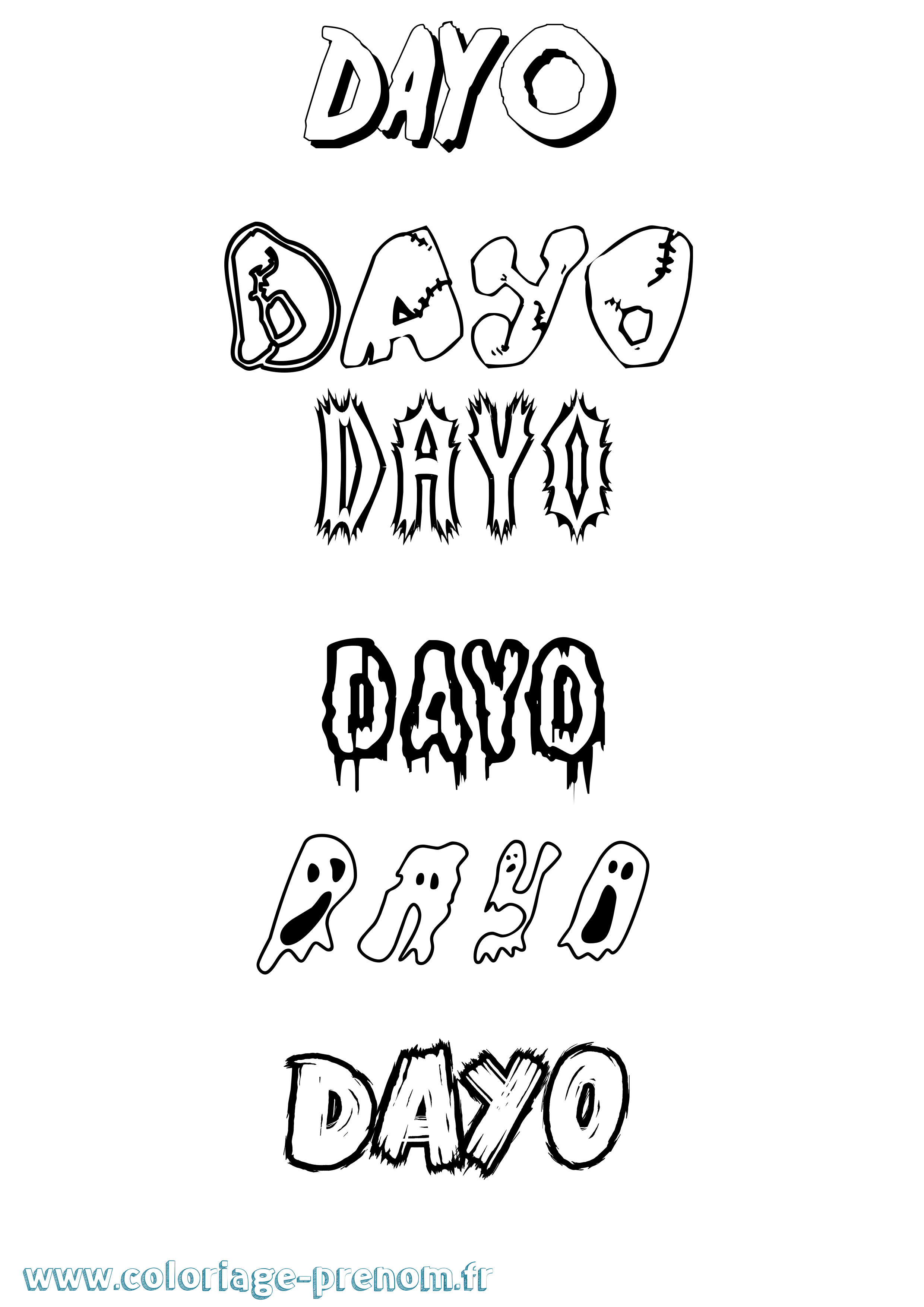Coloriage Dayo Frisson Coloriage prénom Dayo Frisson