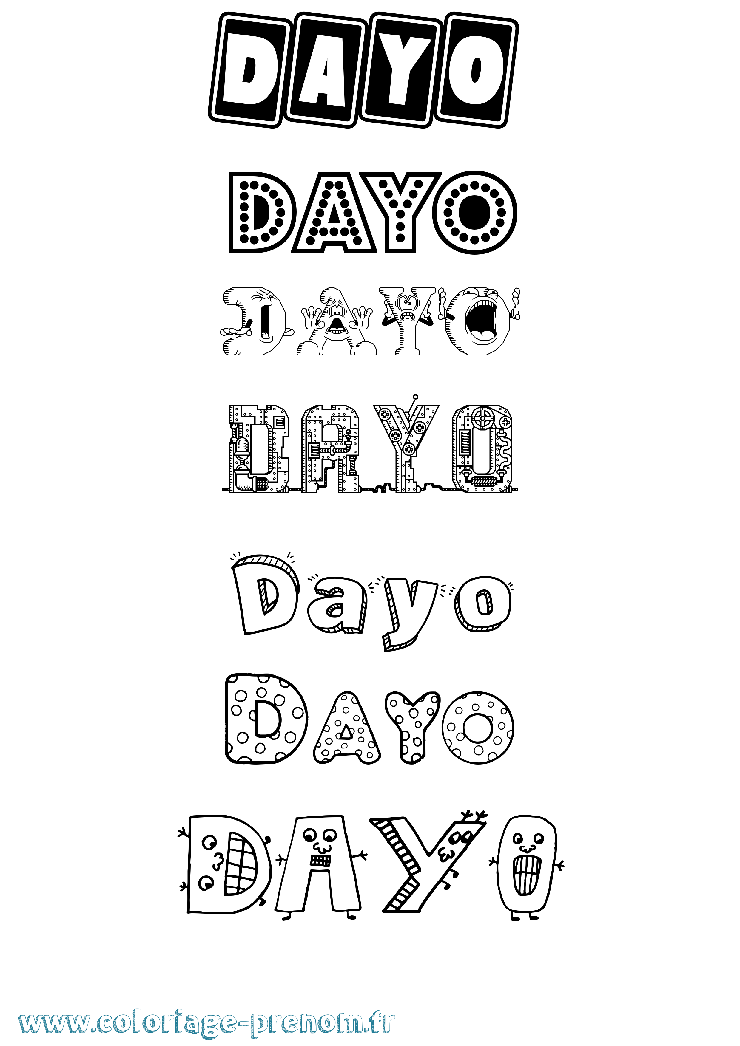 Coloriage Dayo Fun Coloriage prénom Dayo Fun