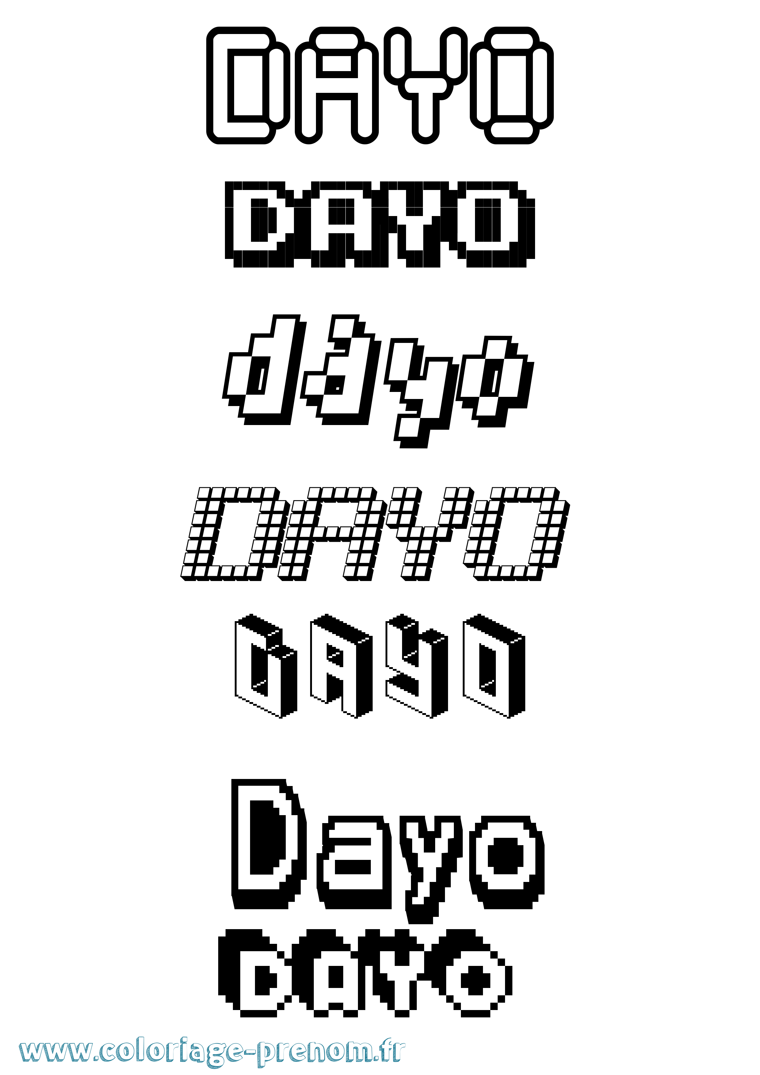 Coloriage Dayo Pixel Coloriage prénom Dayo Pixel