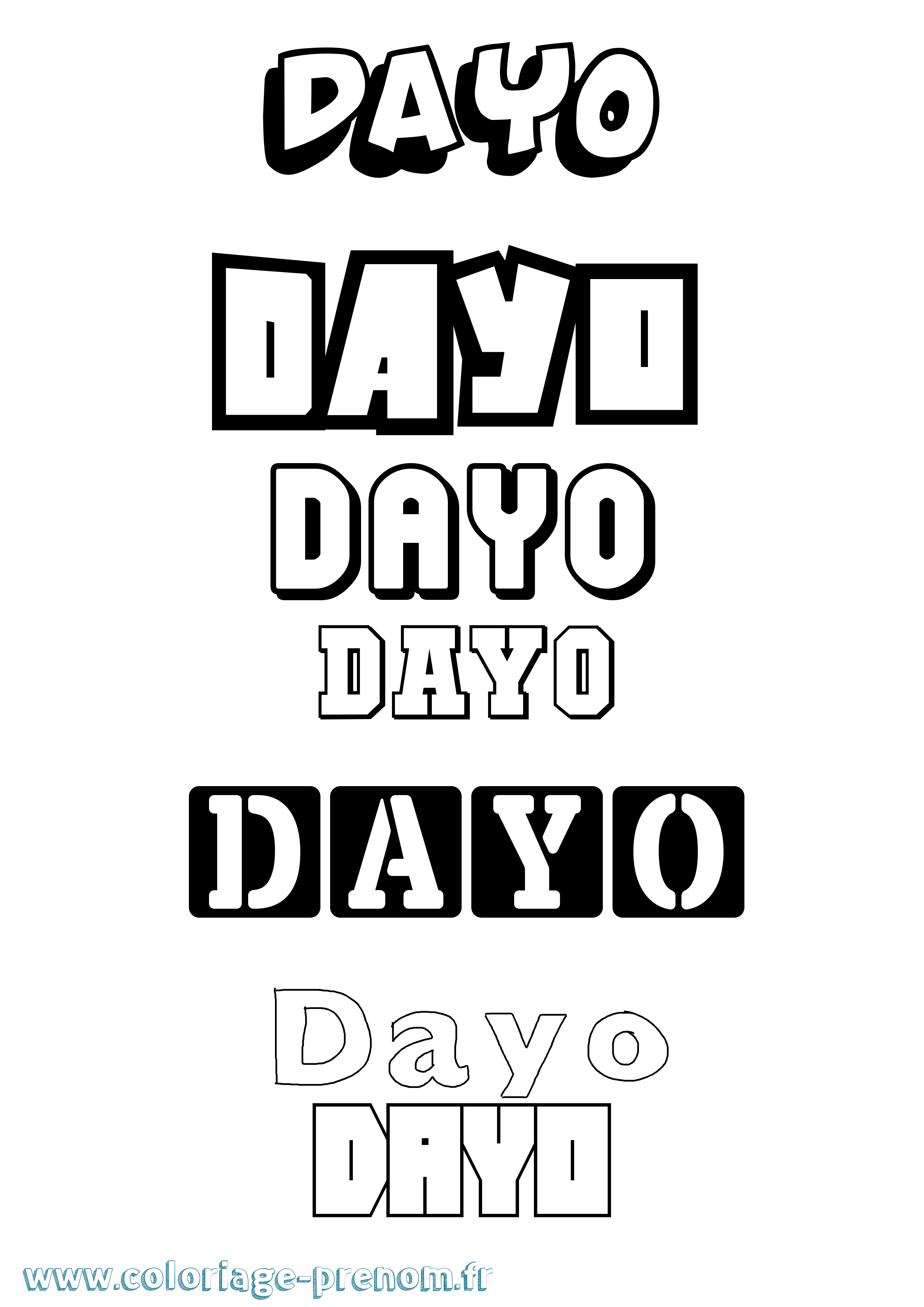 Coloriage Dayo Simple Coloriage prénom Dayo Simple
