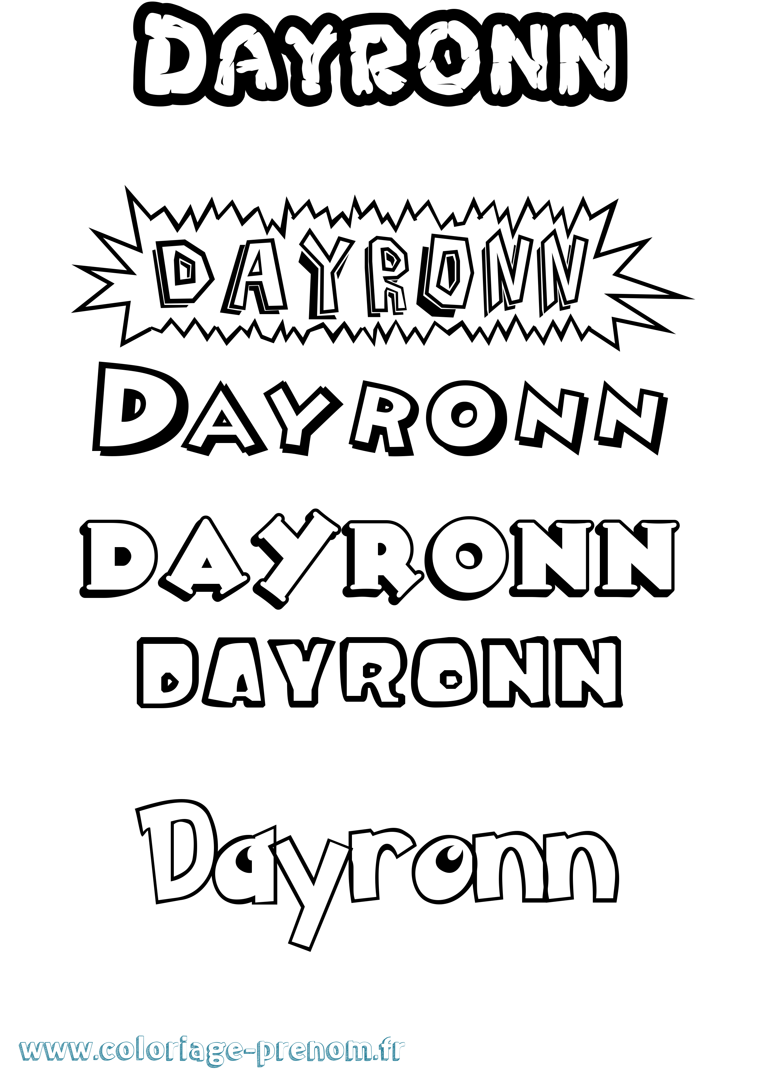 Coloriage Dayronn Dessin Animé Coloriage prénom Dayronn Dessin Animé