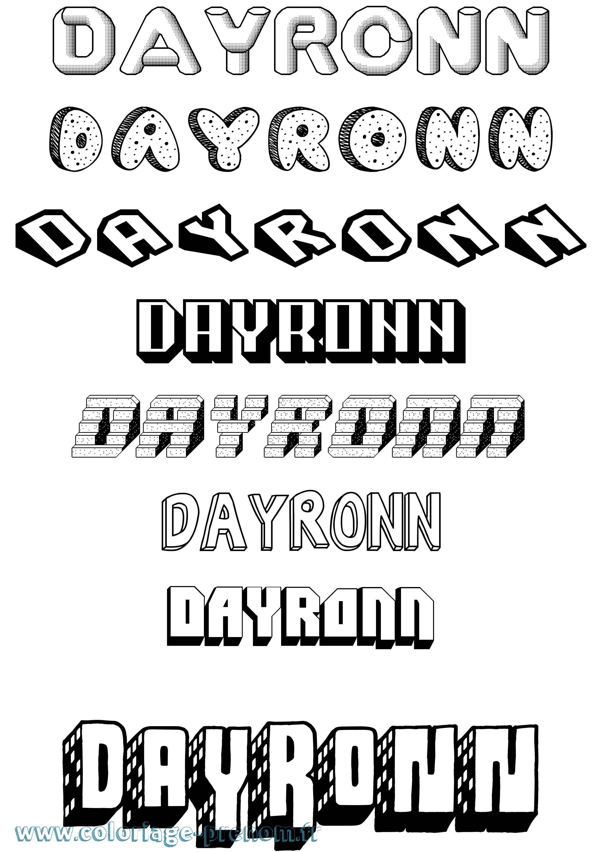 Coloriage Dayronn Effet 3D Coloriage prénom Dayronn Effet 3D