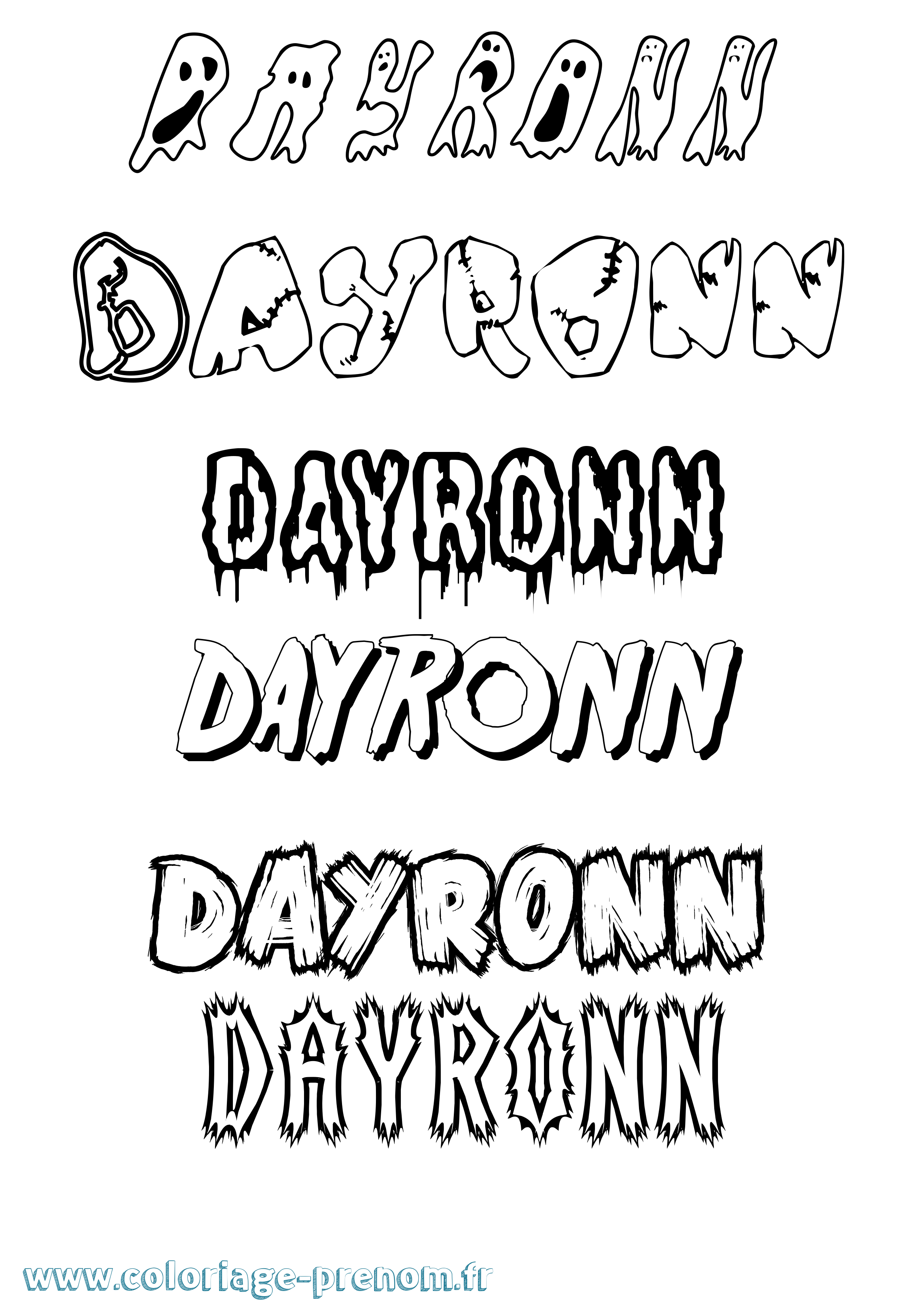 Coloriage Dayronn Frisson Coloriage prénom Dayronn Frisson