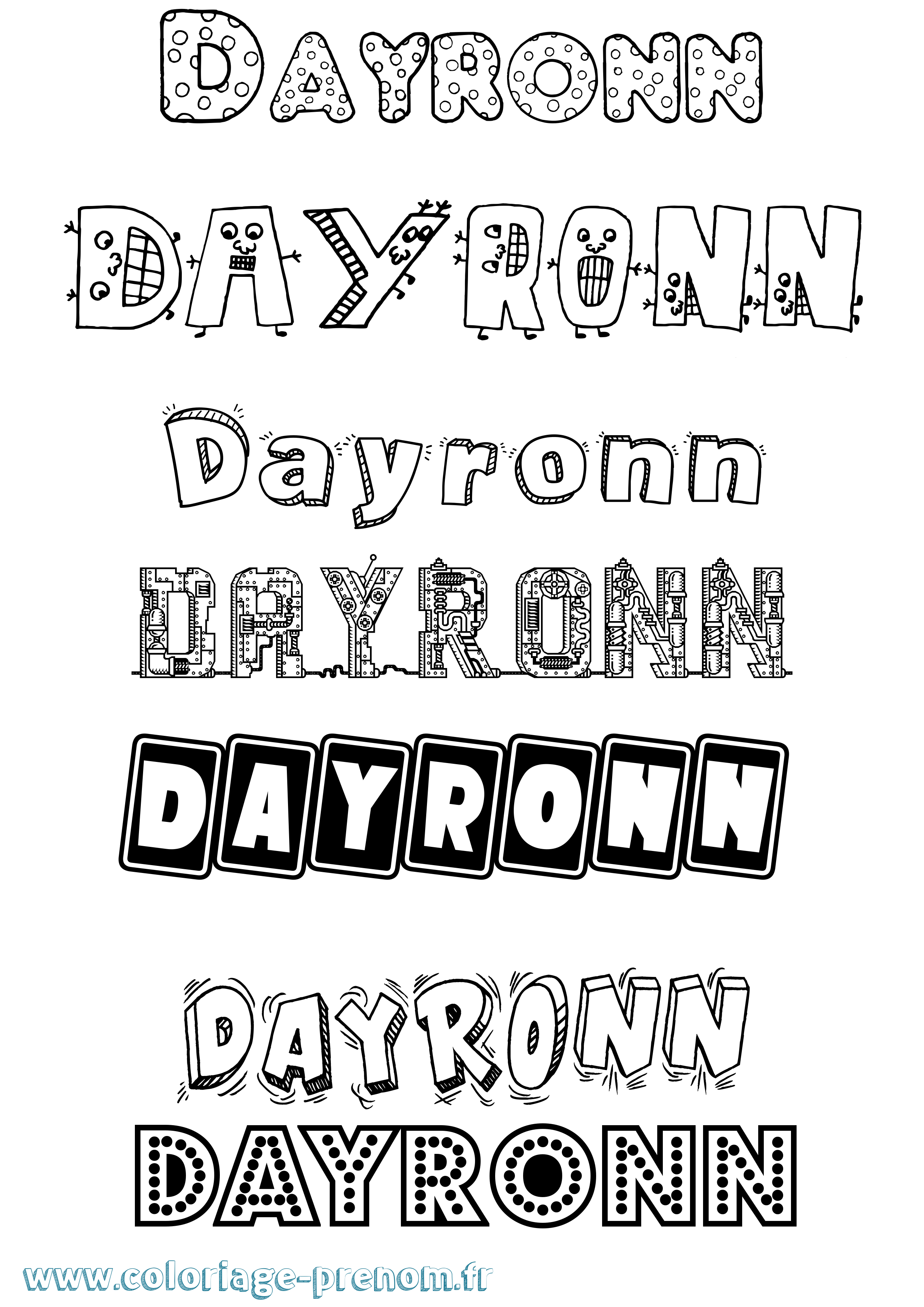 Coloriage Dayronn Fun Coloriage prénom Dayronn Fun
