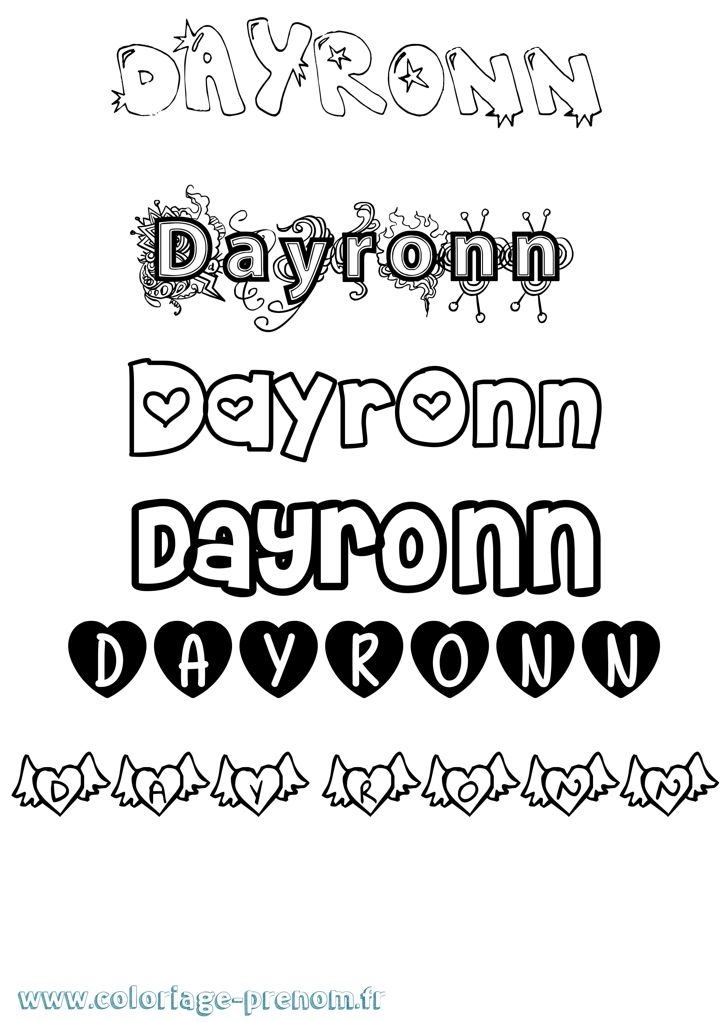 Coloriage Dayronn Girly Coloriage prénom Dayronn Girly