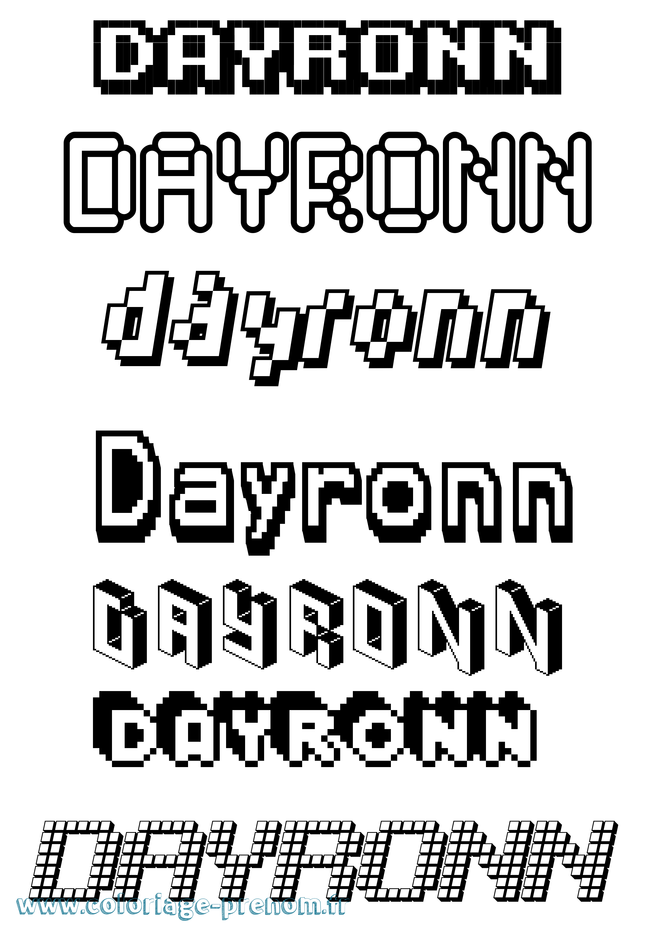 Coloriage Dayronn Pixel Coloriage prénom Dayronn Pixel