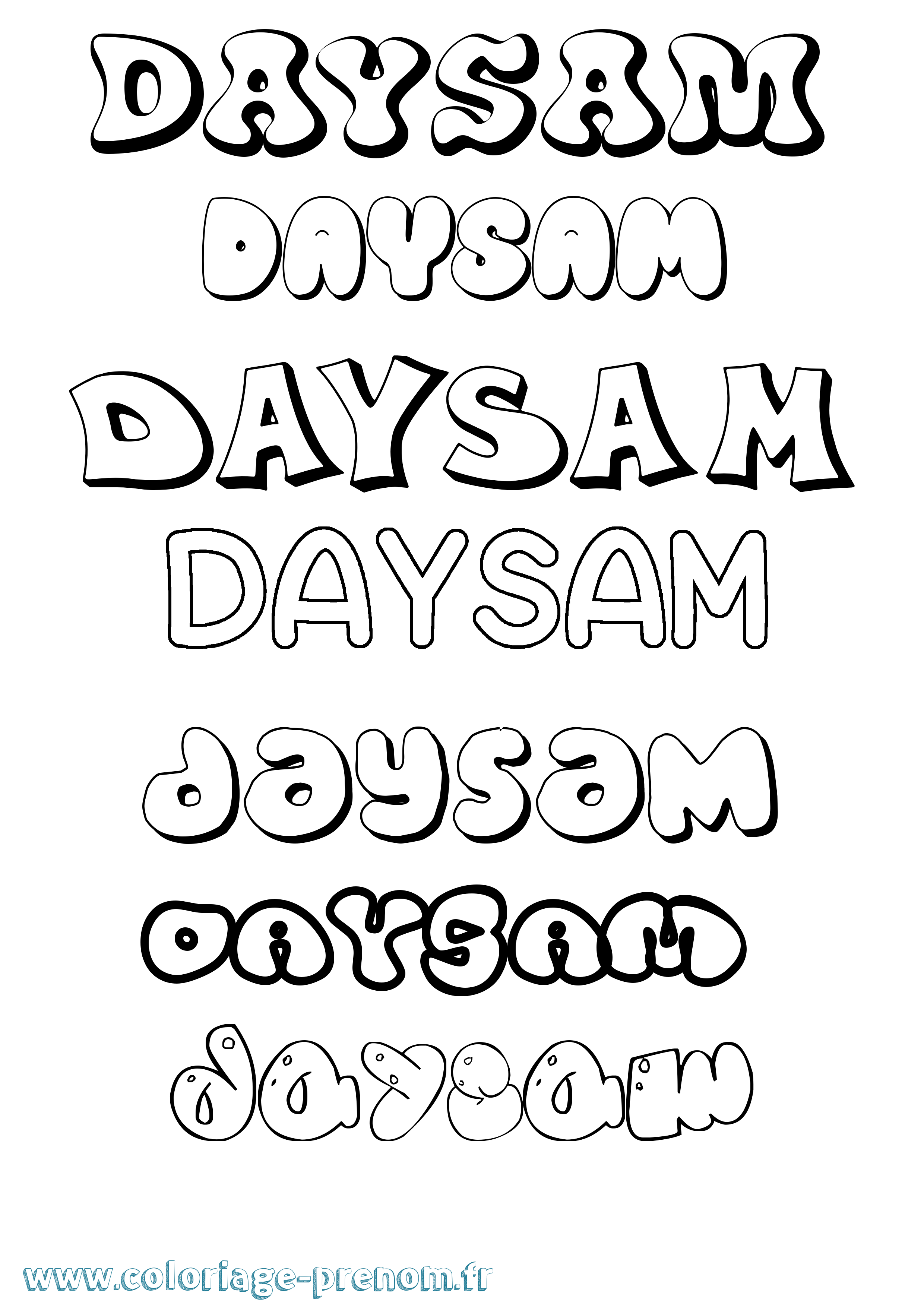 Coloriage Daysam Bubble Coloriage prénom Daysam Bubble