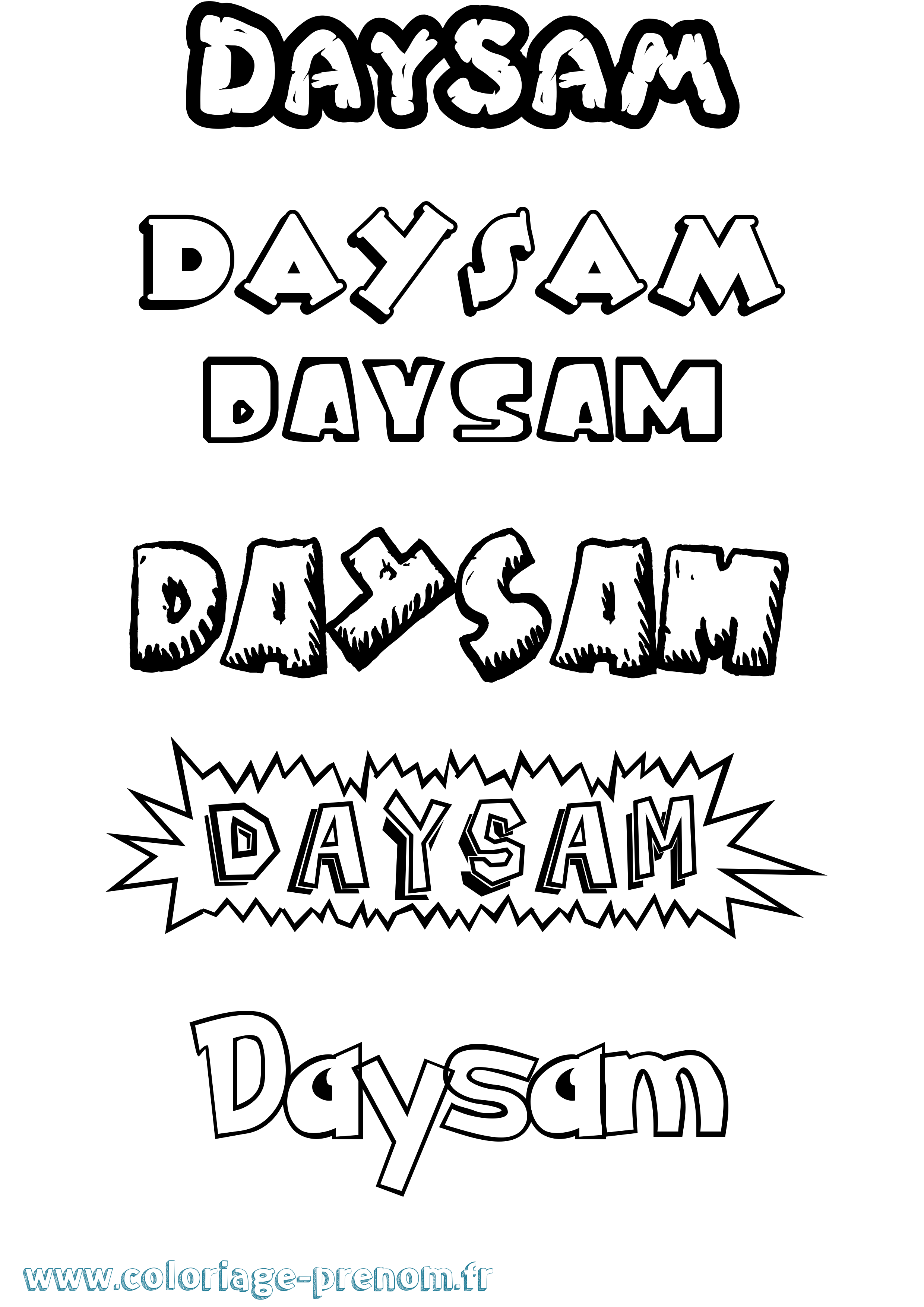 Coloriage Daysam Dessin Animé Coloriage prénom Daysam Dessin Animé