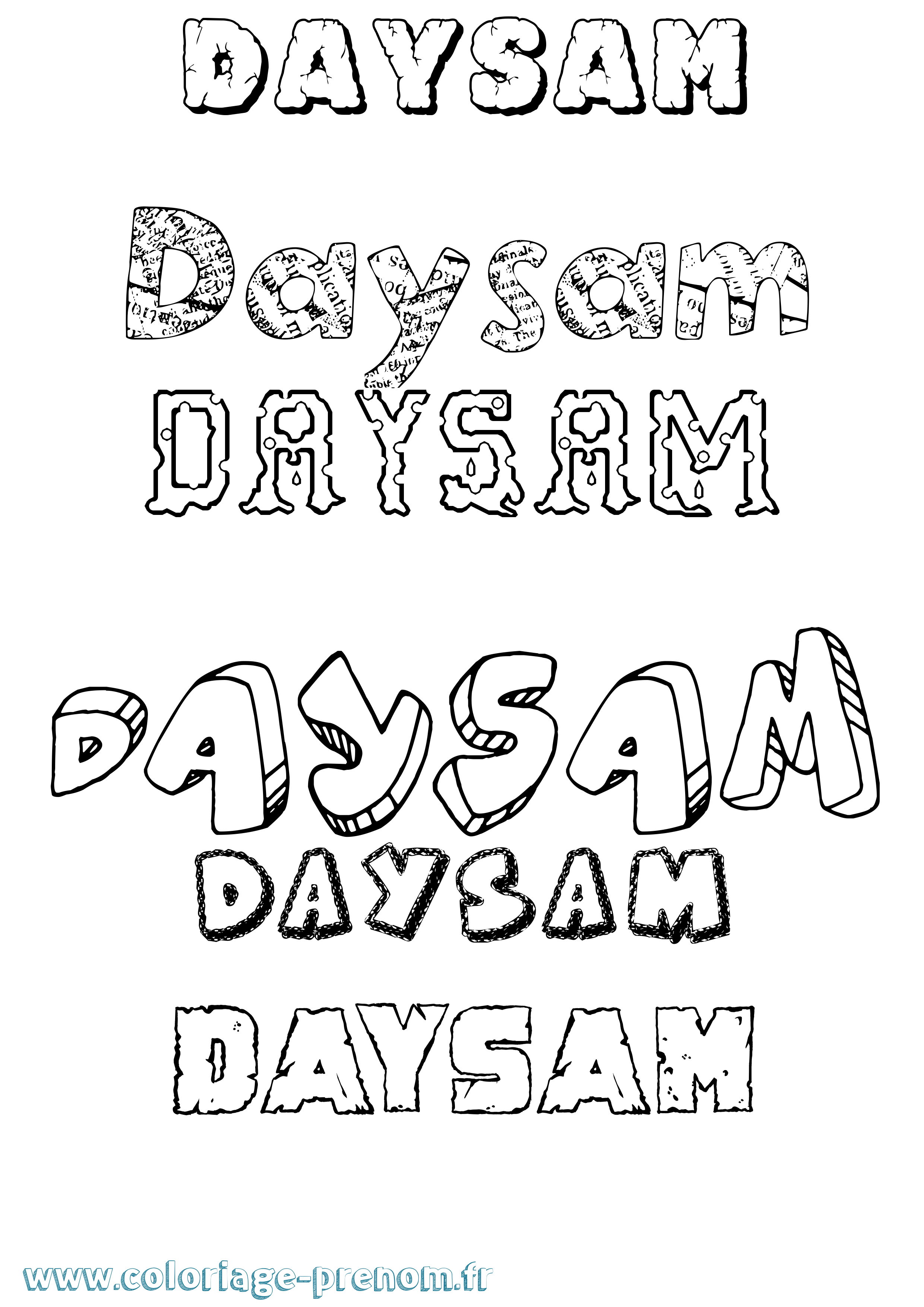 Coloriage Daysam Destructuré Coloriage prénom Daysam Destructuré