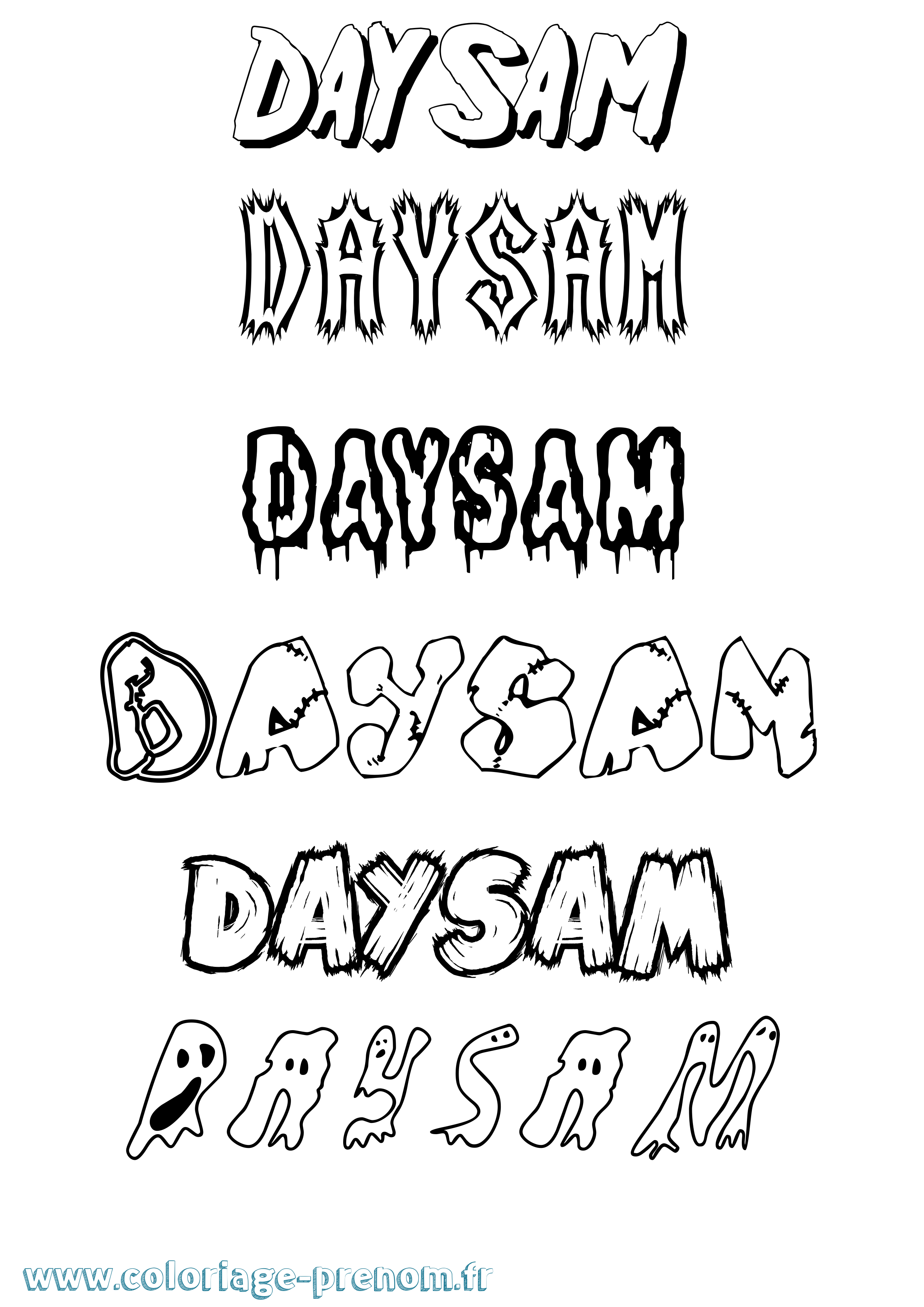 Coloriage Daysam Frisson Coloriage prénom Daysam Frisson