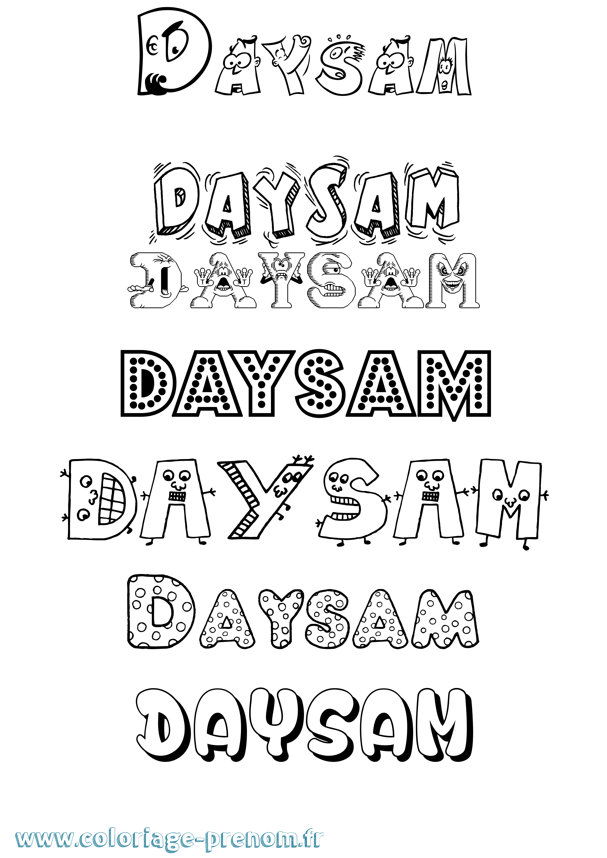 Coloriage Daysam Fun Coloriage prénom Daysam Fun