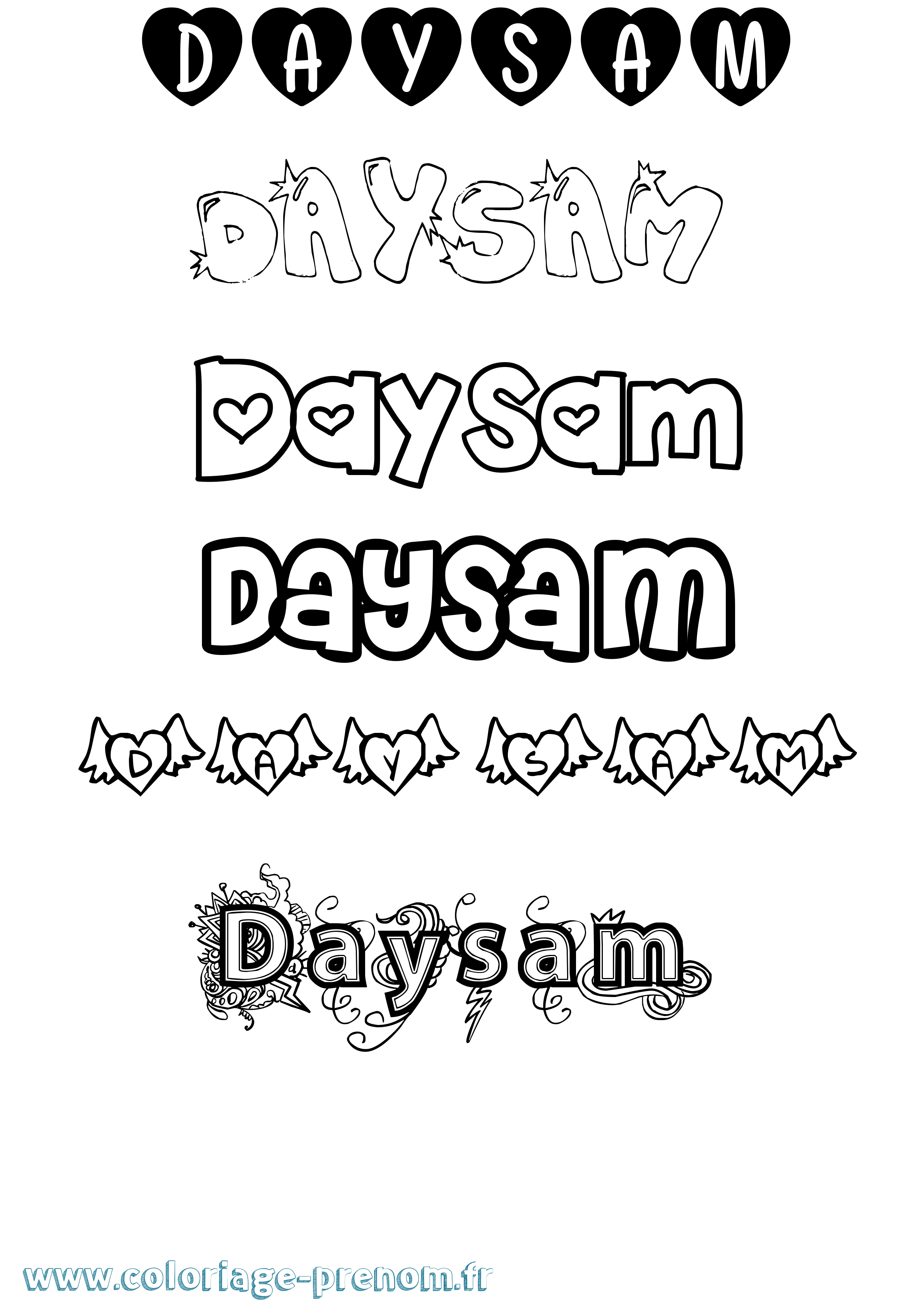 Coloriage Daysam Girly Coloriage prénom Daysam Girly
