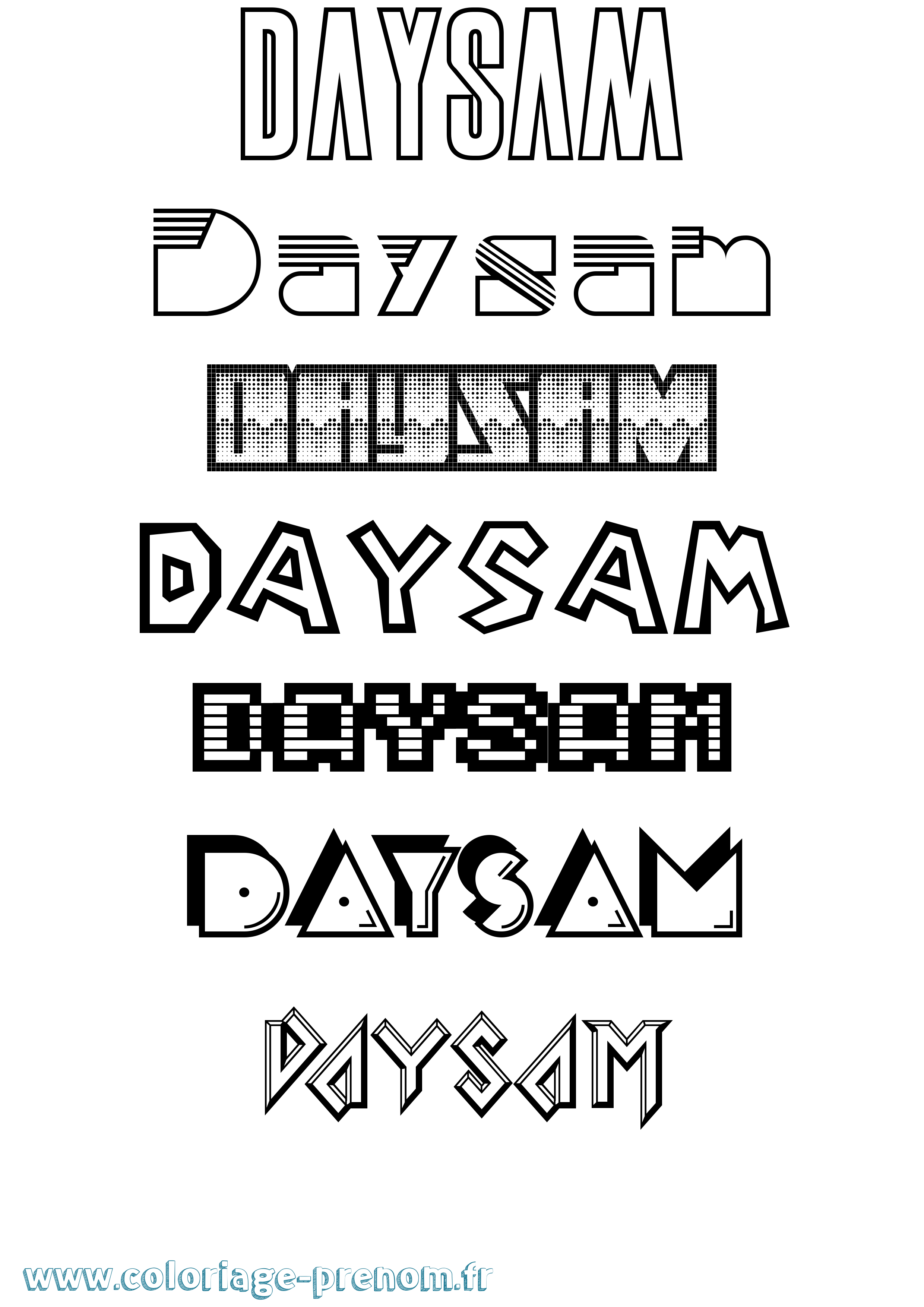 Coloriage Daysam Jeux Vidéos Coloriage prénom Daysam Jeux Vidéos
