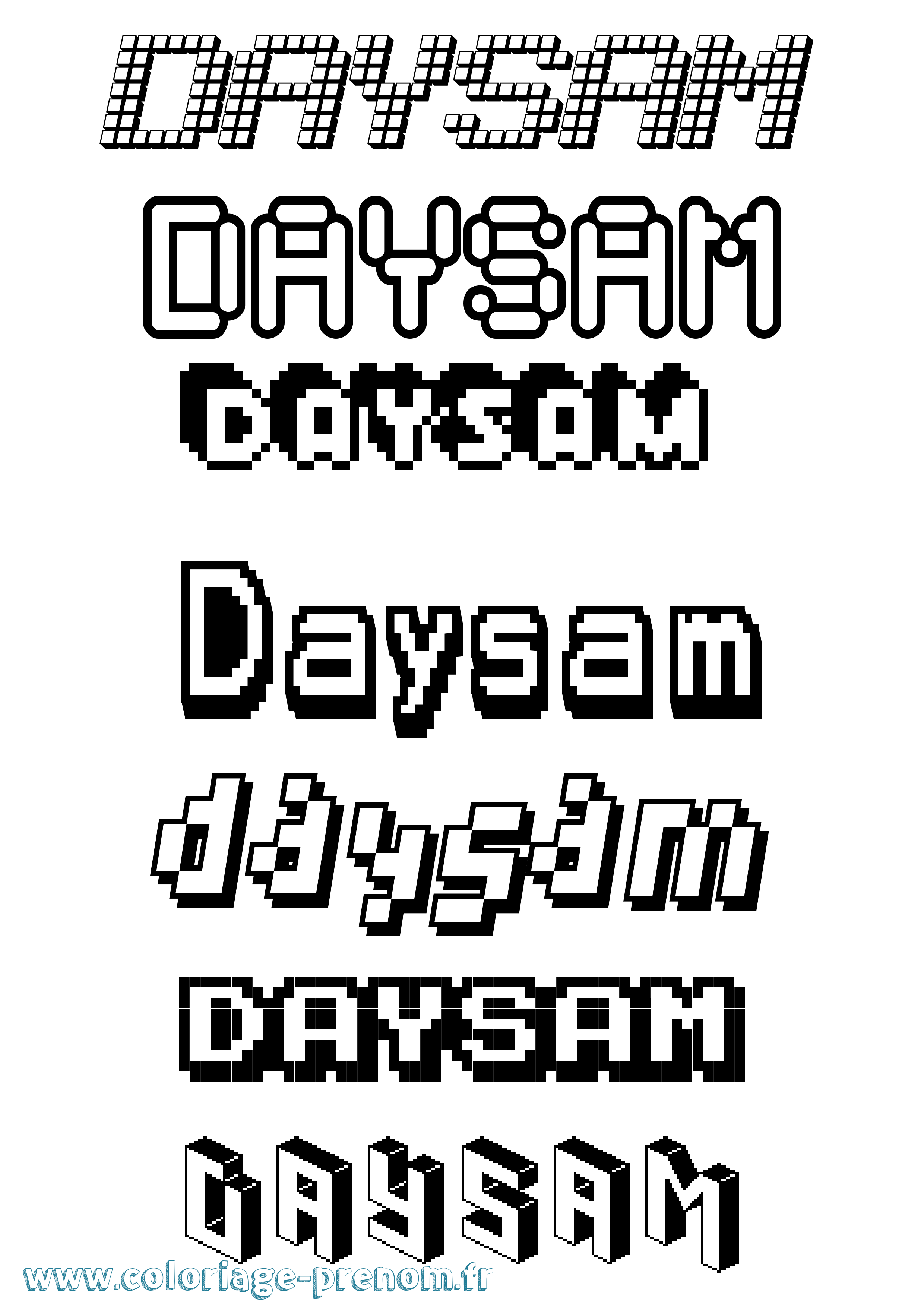 Coloriage Daysam Pixel Coloriage prénom Daysam Pixel