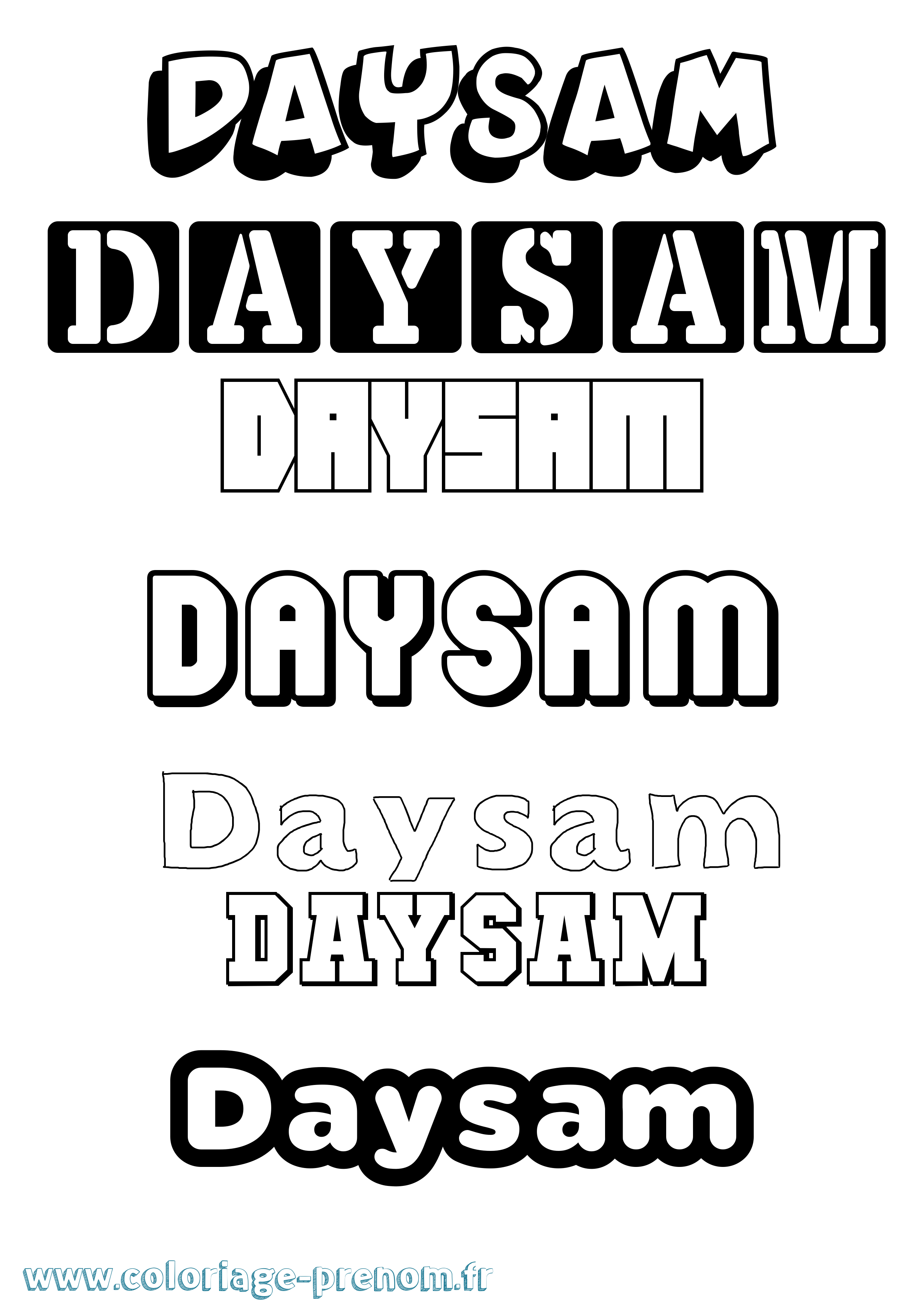 Coloriage Daysam Simple Coloriage prénom Daysam Simple