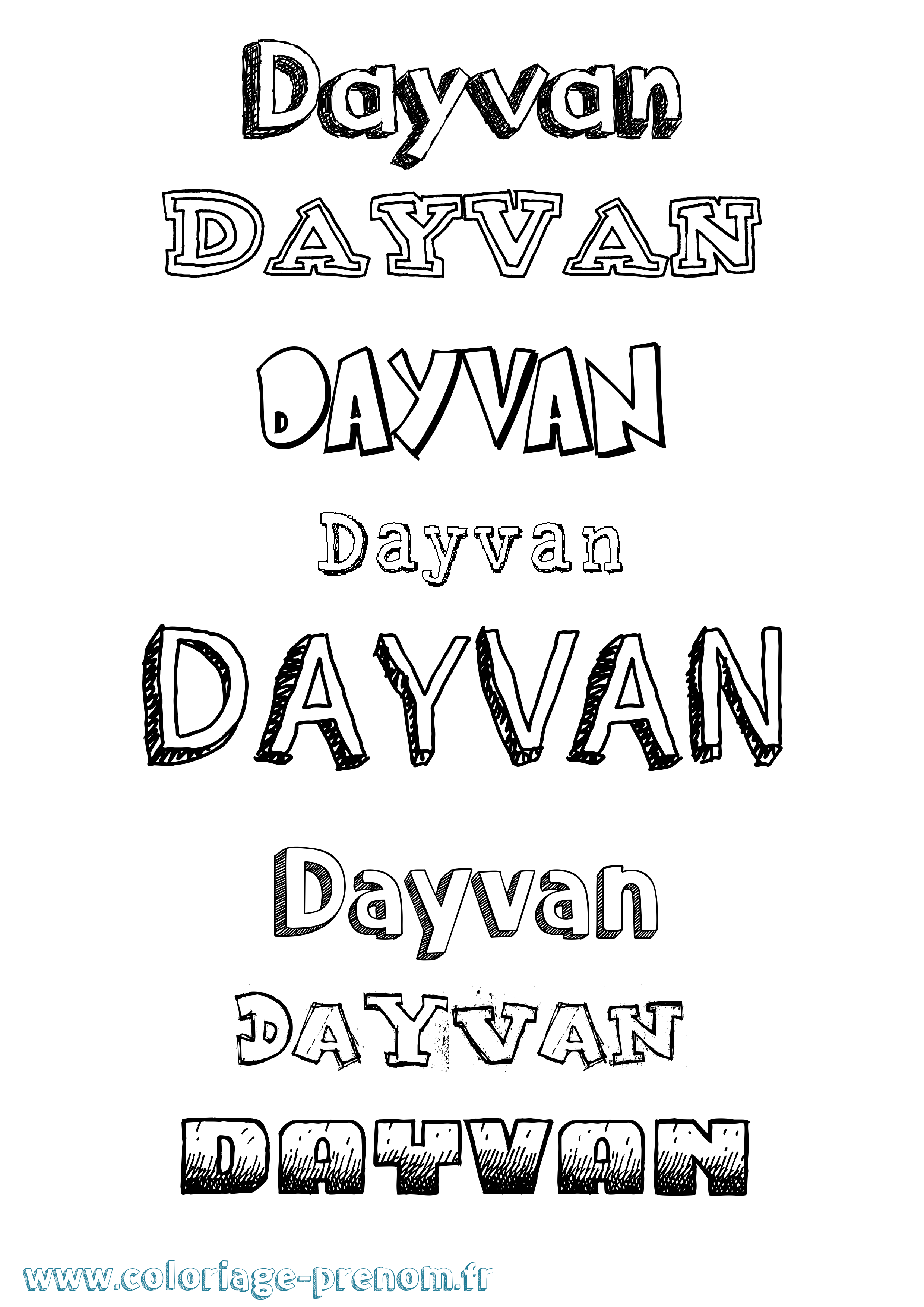 Coloriage Dayvan Dessiné Coloriage prénom Dayvan Dessiné