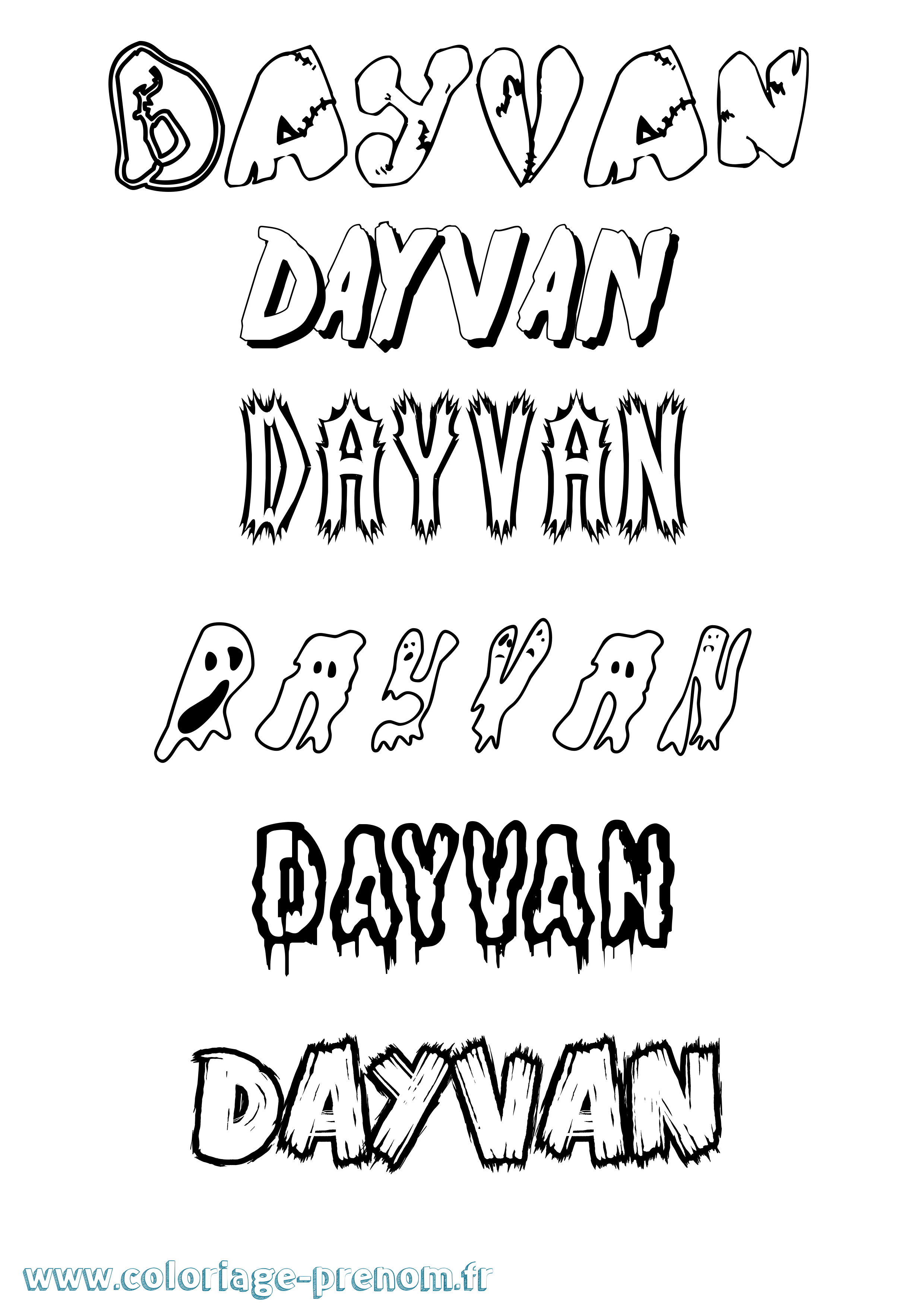 Coloriage Dayvan Frisson Coloriage prénom Dayvan Frisson