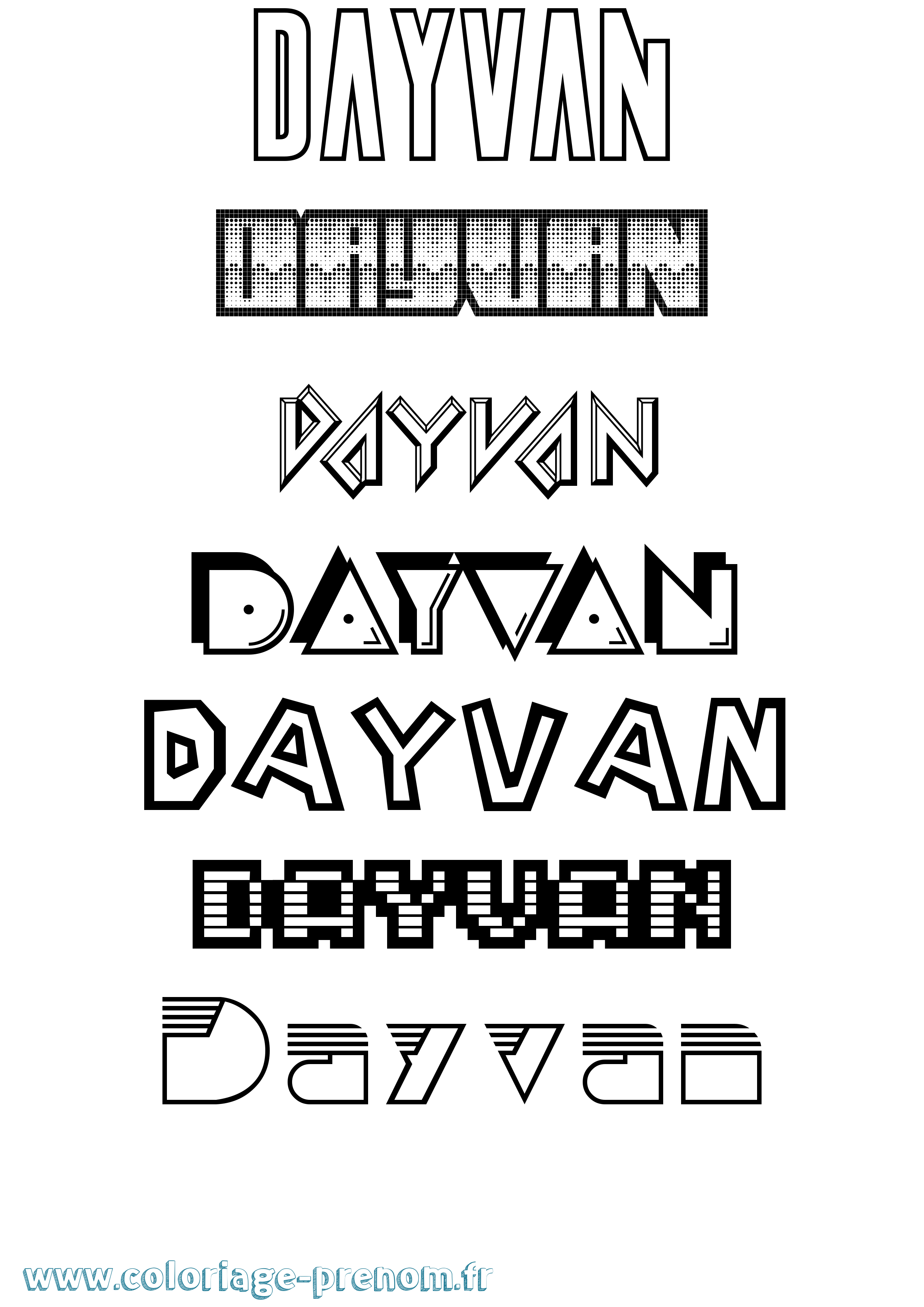 Coloriage Dayvan Jeux Vidéos Coloriage prénom Dayvan Jeux Vidéos