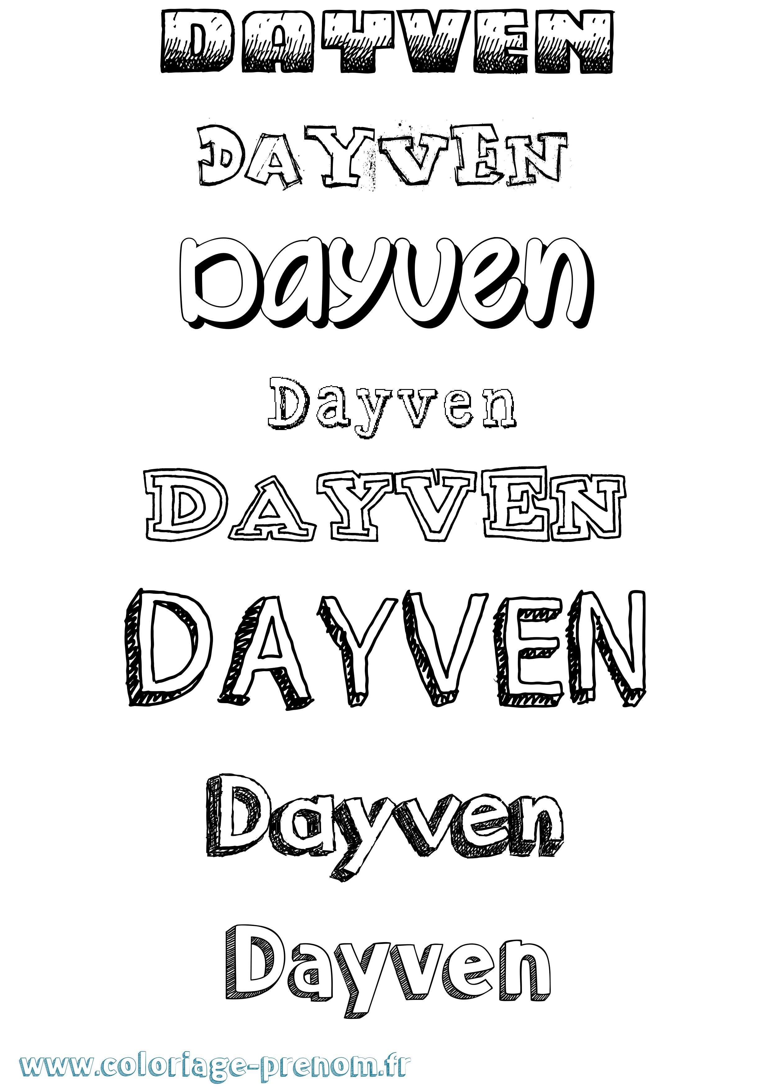 Coloriage Dayven Dessiné Coloriage prénom Dayven Dessiné