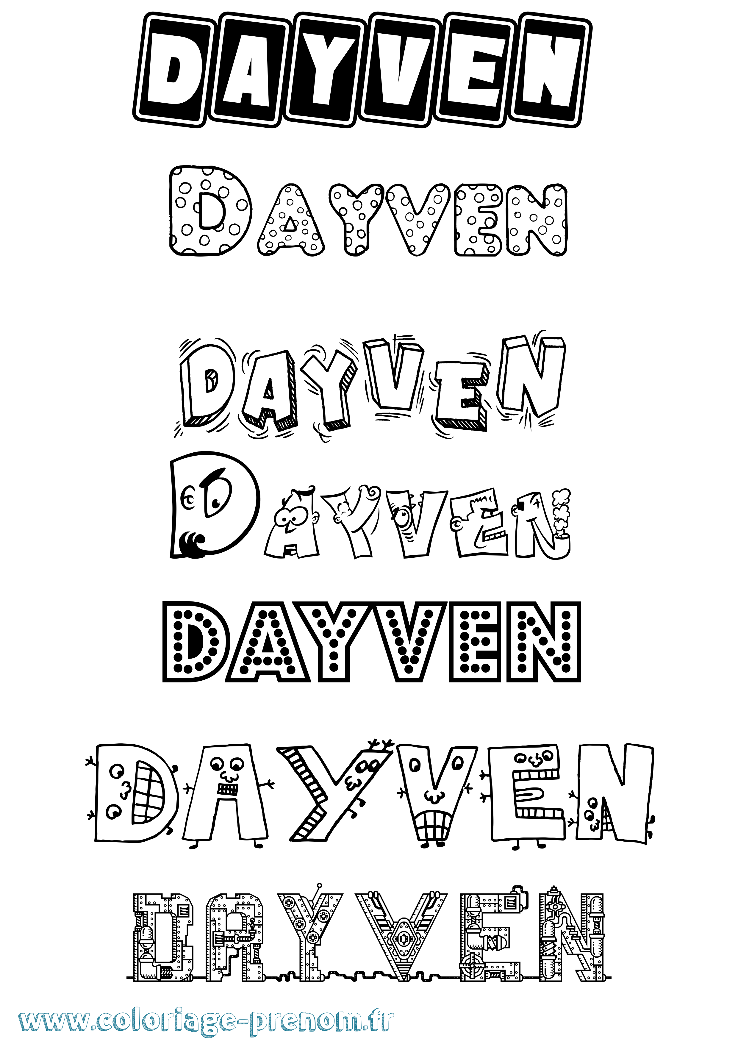 Coloriage Dayven Fun Coloriage prénom Dayven Fun