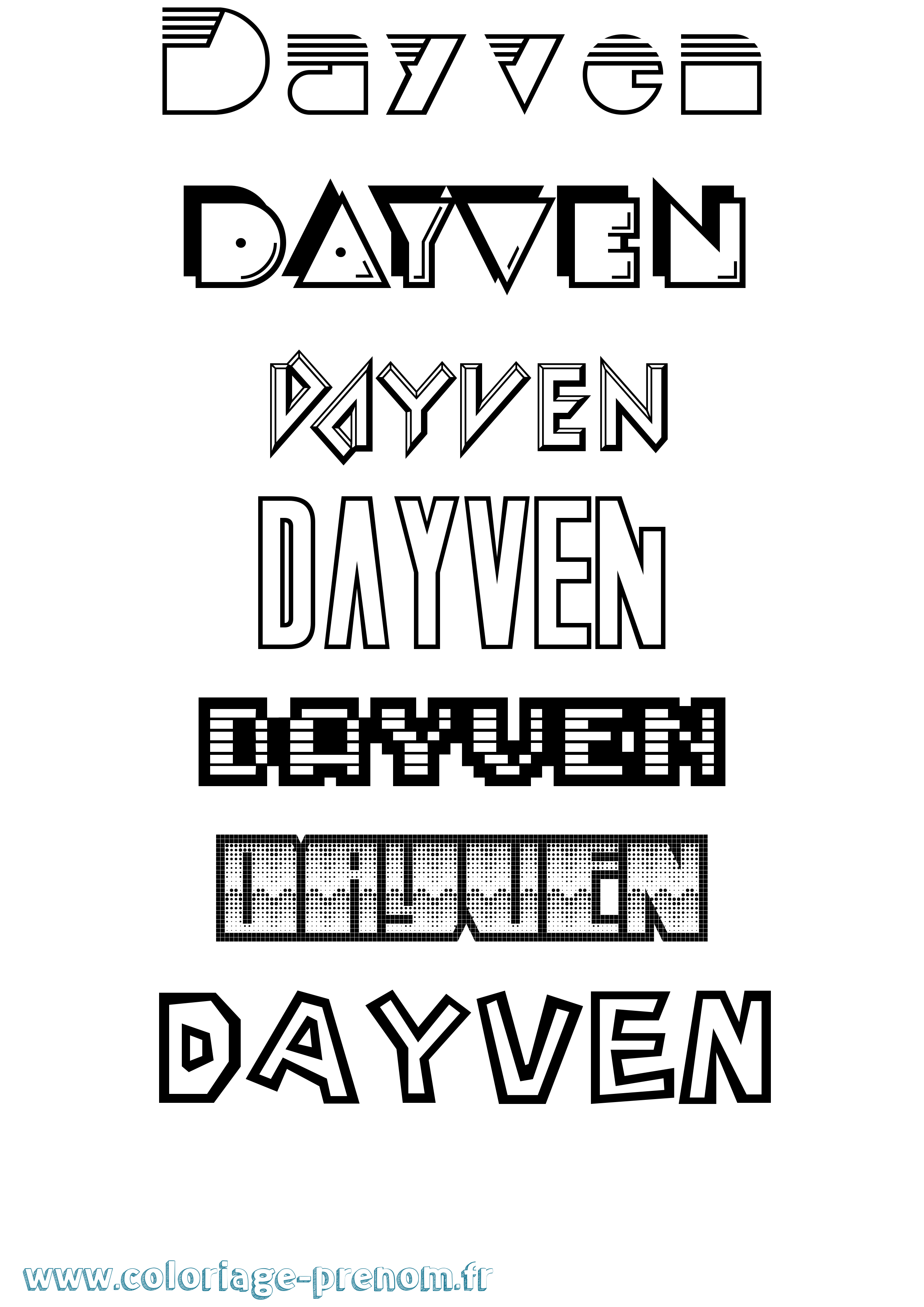 Coloriage Dayven Jeux Vidéos Coloriage prénom Dayven Jeux Vidéos