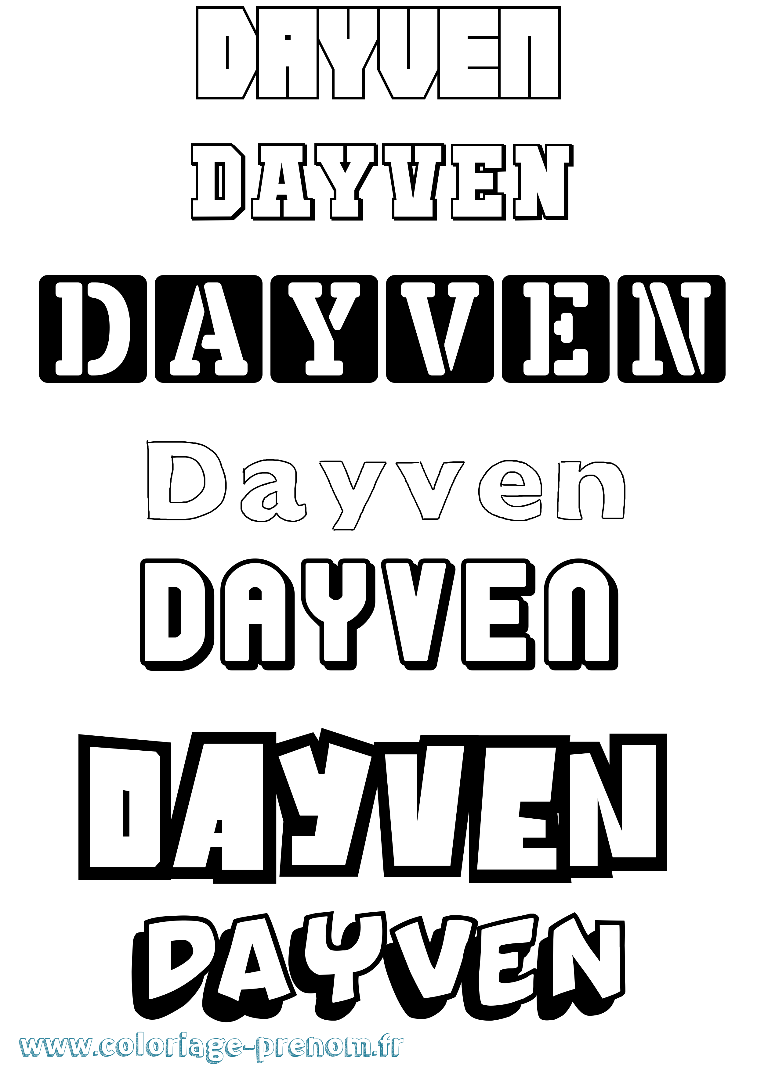 Coloriage Dayven Simple Coloriage prénom Dayven Simple