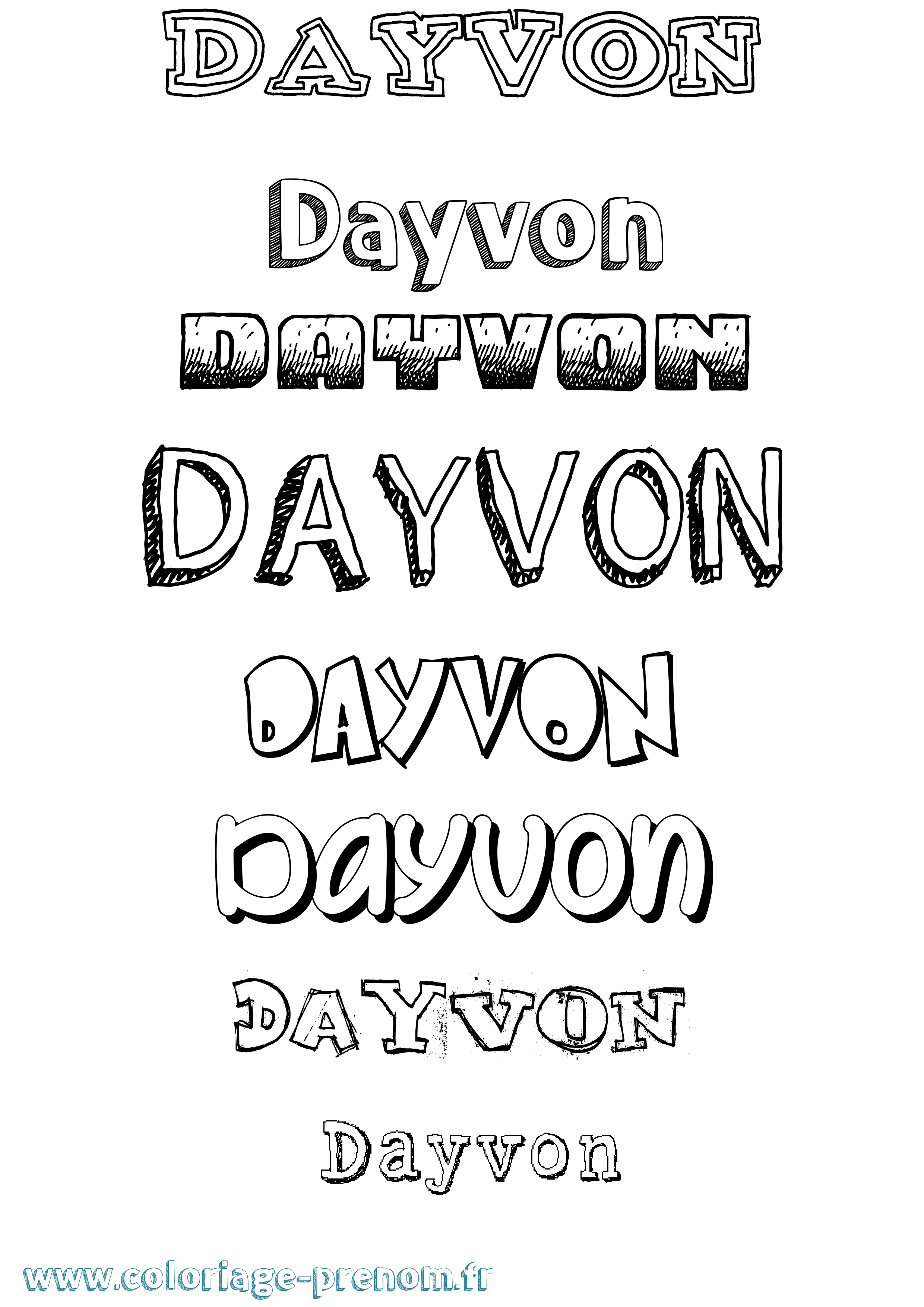 Coloriage Dayvon Dessiné Coloriage prénom Dayvon Dessiné