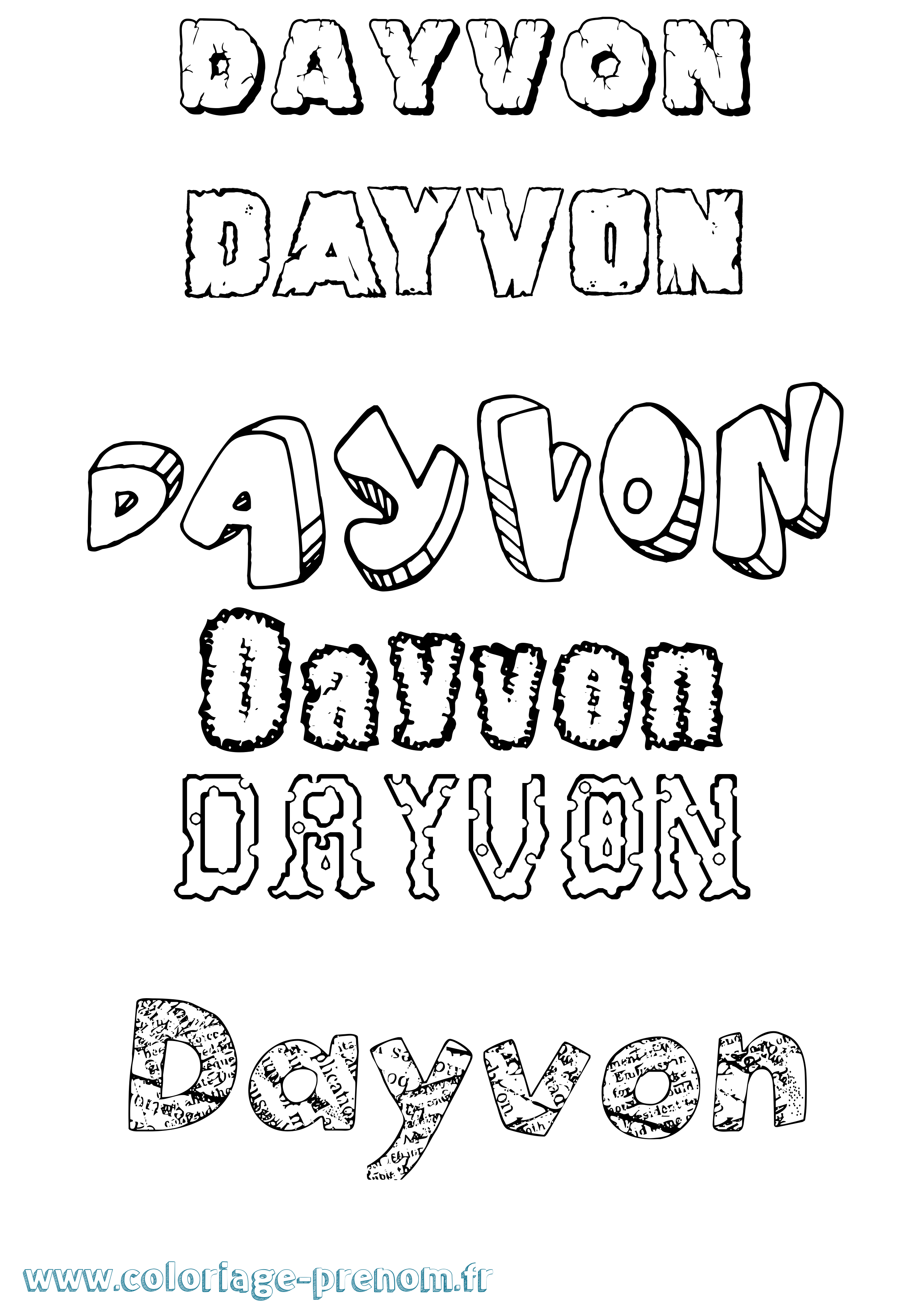 Coloriage Dayvon Destructuré Coloriage prénom Dayvon Destructuré