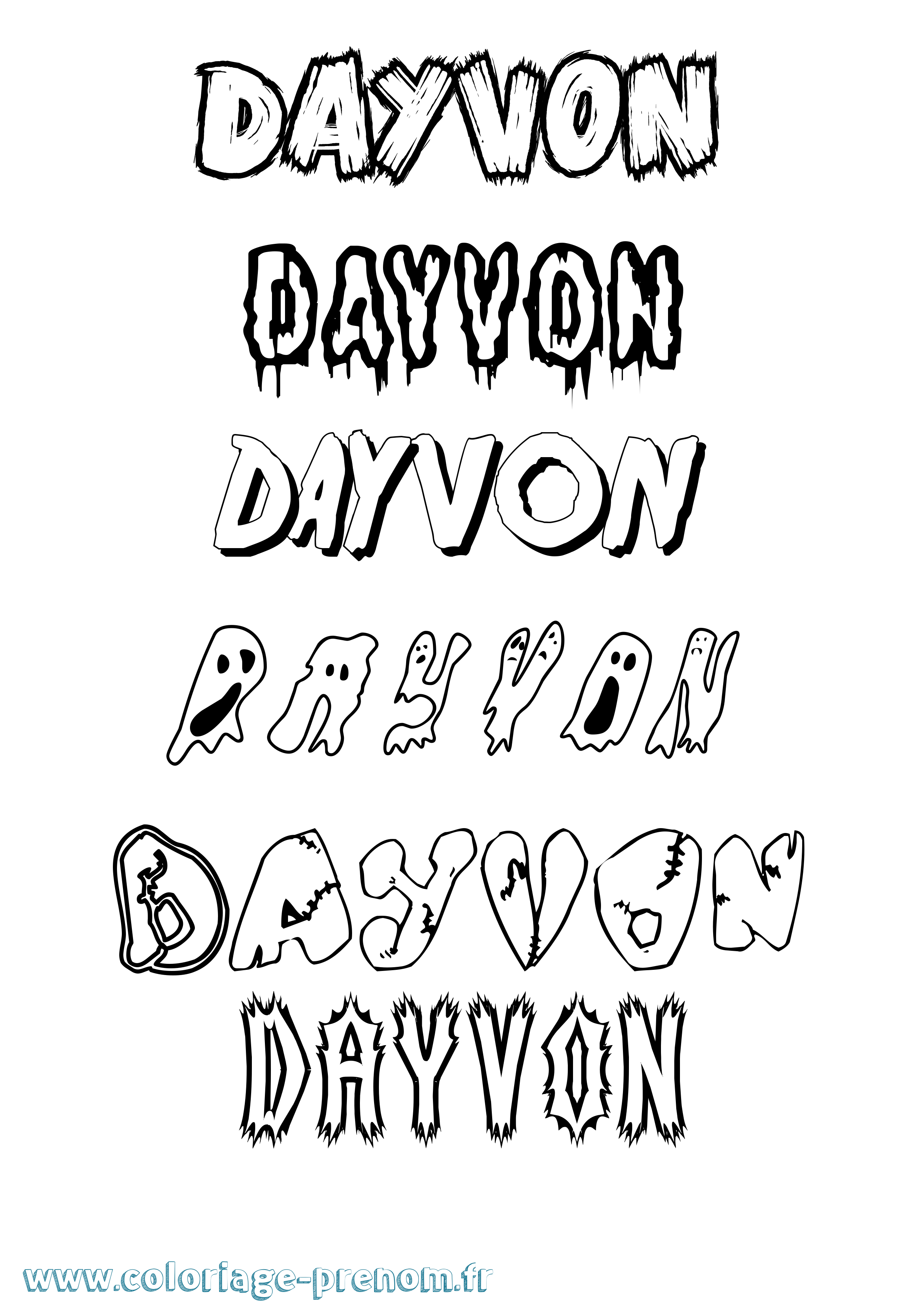 Coloriage Dayvon Frisson Coloriage prénom Dayvon Frisson