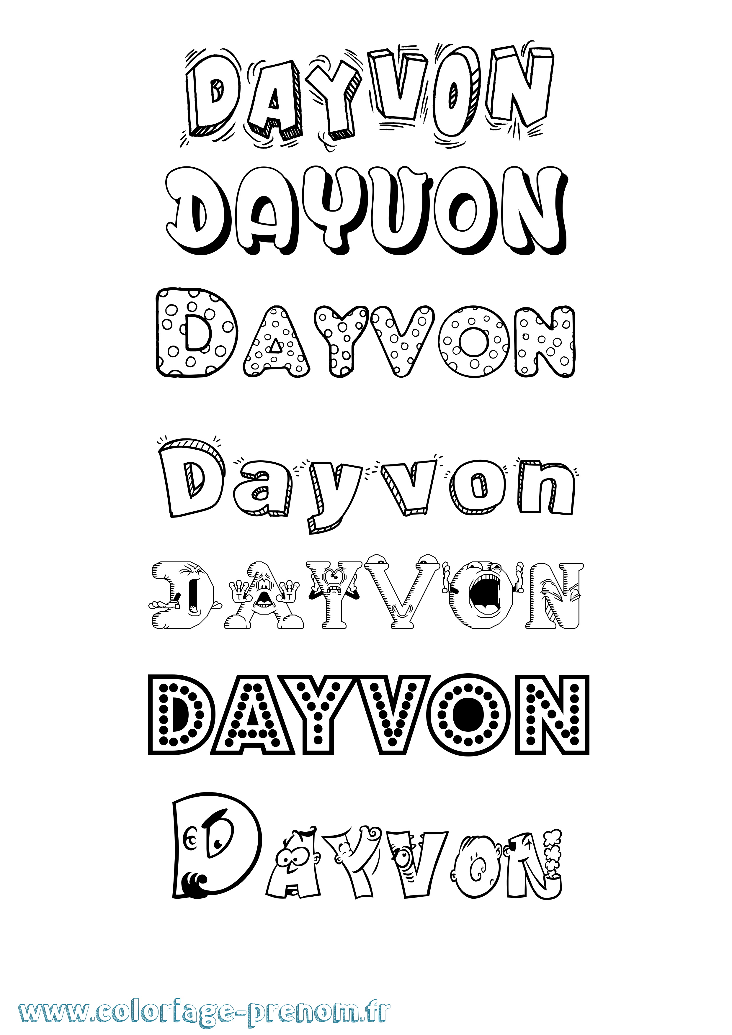 Coloriage Dayvon Fun Coloriage prénom Dayvon Fun