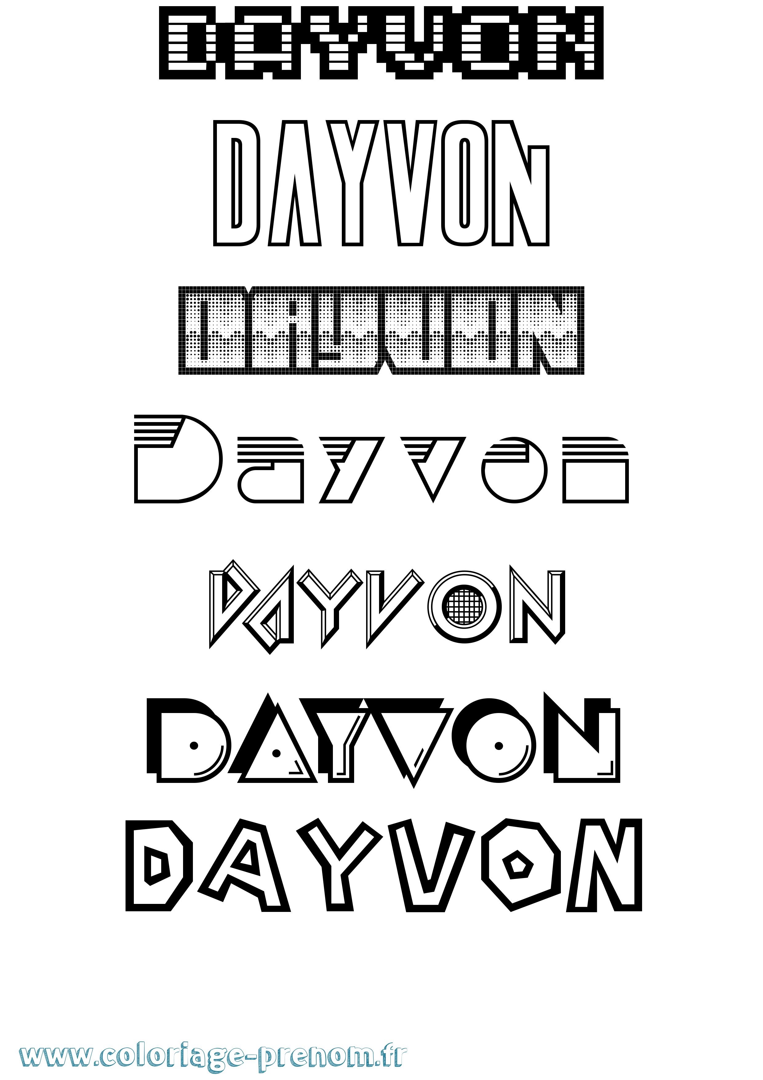 Coloriage Dayvon Jeux Vidéos Coloriage prénom Dayvon Jeux Vidéos