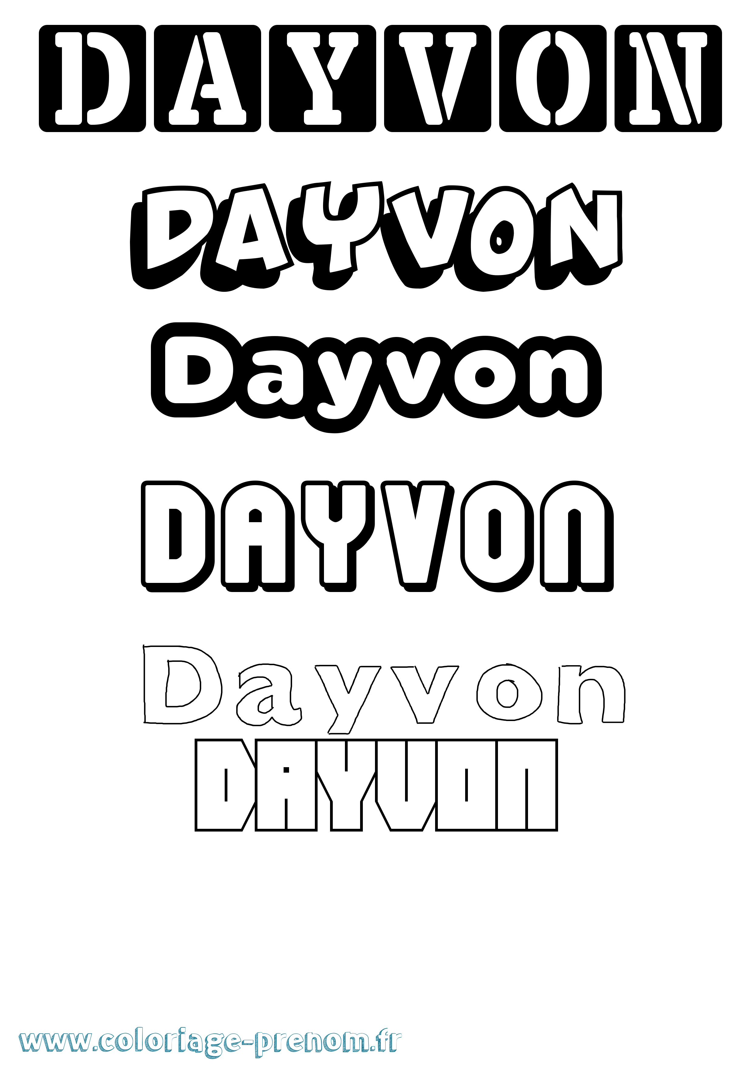 Coloriage Dayvon Simple Coloriage prénom Dayvon Simple