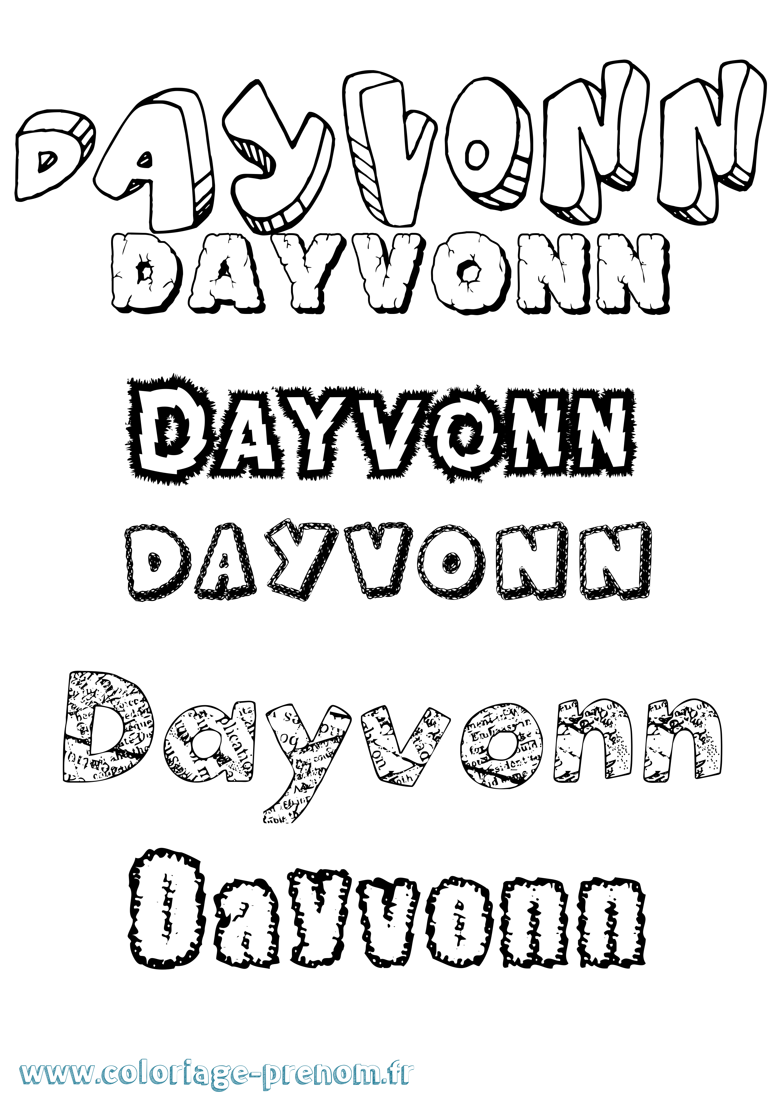 Coloriage Dayvonn Destructuré Coloriage prénom Dayvonn Destructuré