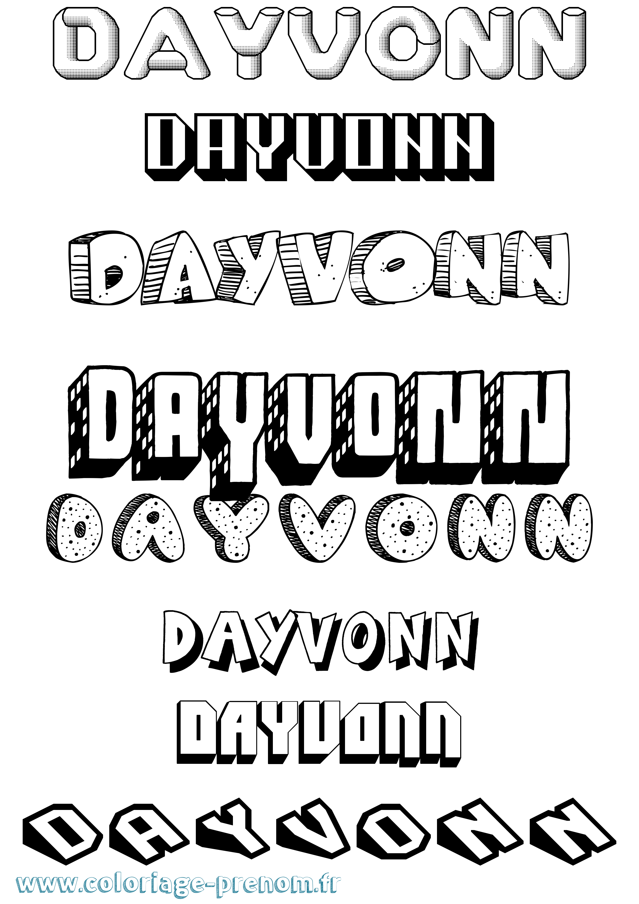 Coloriage Dayvonn Effet 3D Coloriage prénom Dayvonn Effet 3D