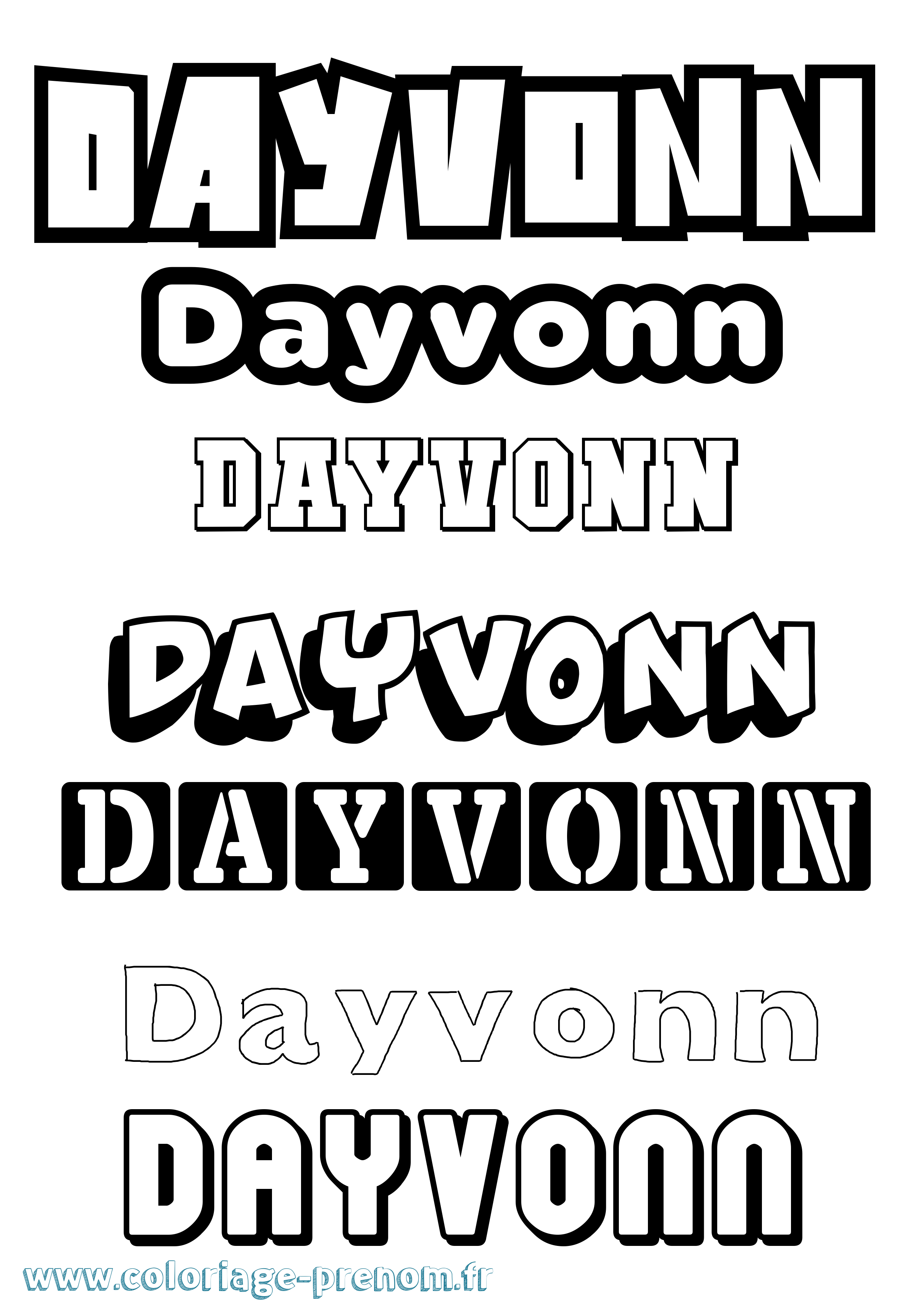 Coloriage Dayvonn Simple Coloriage prénom Dayvonn Simple