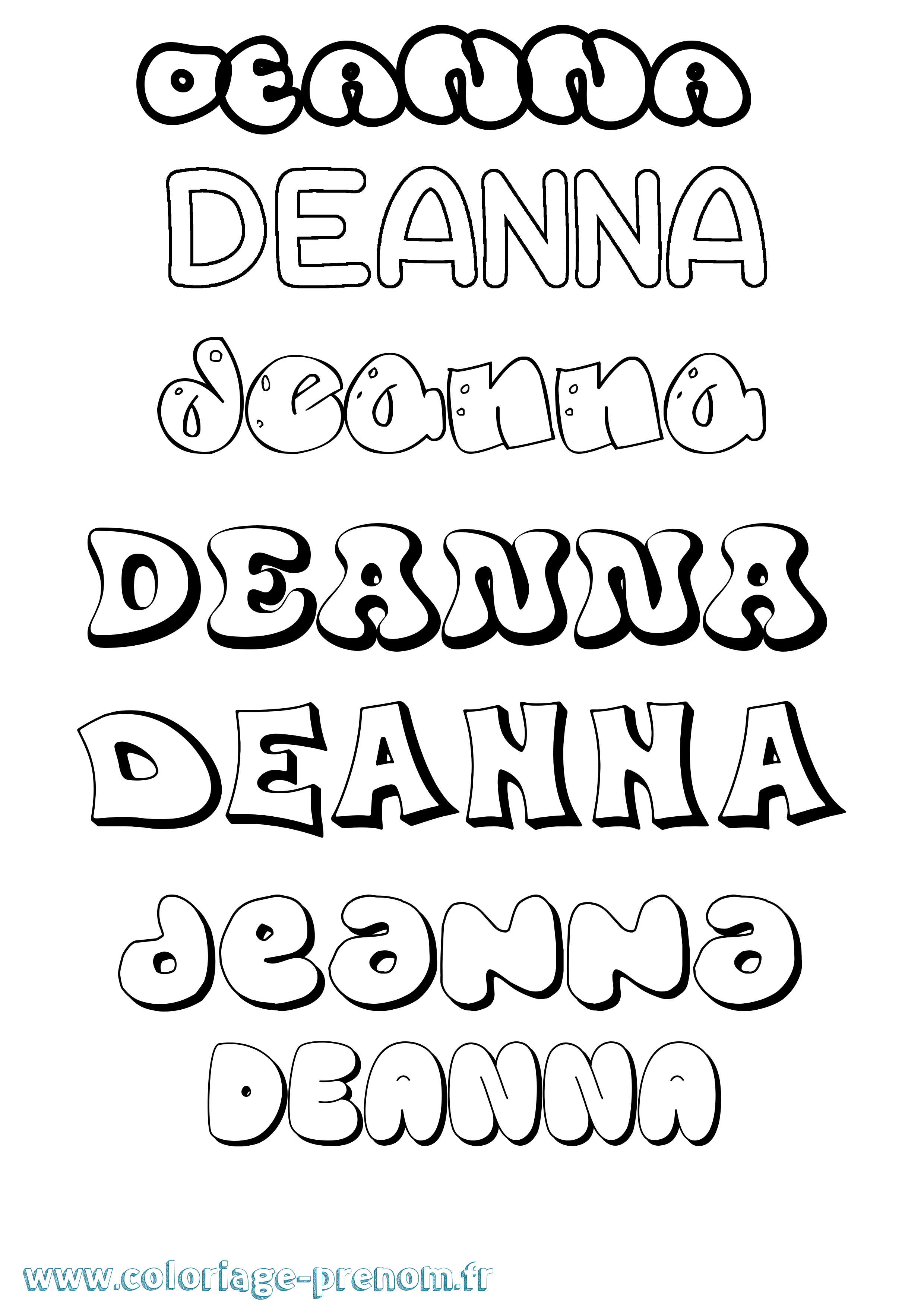 Coloriage Deanna Bubble Coloriage prénom Deanna Bubble