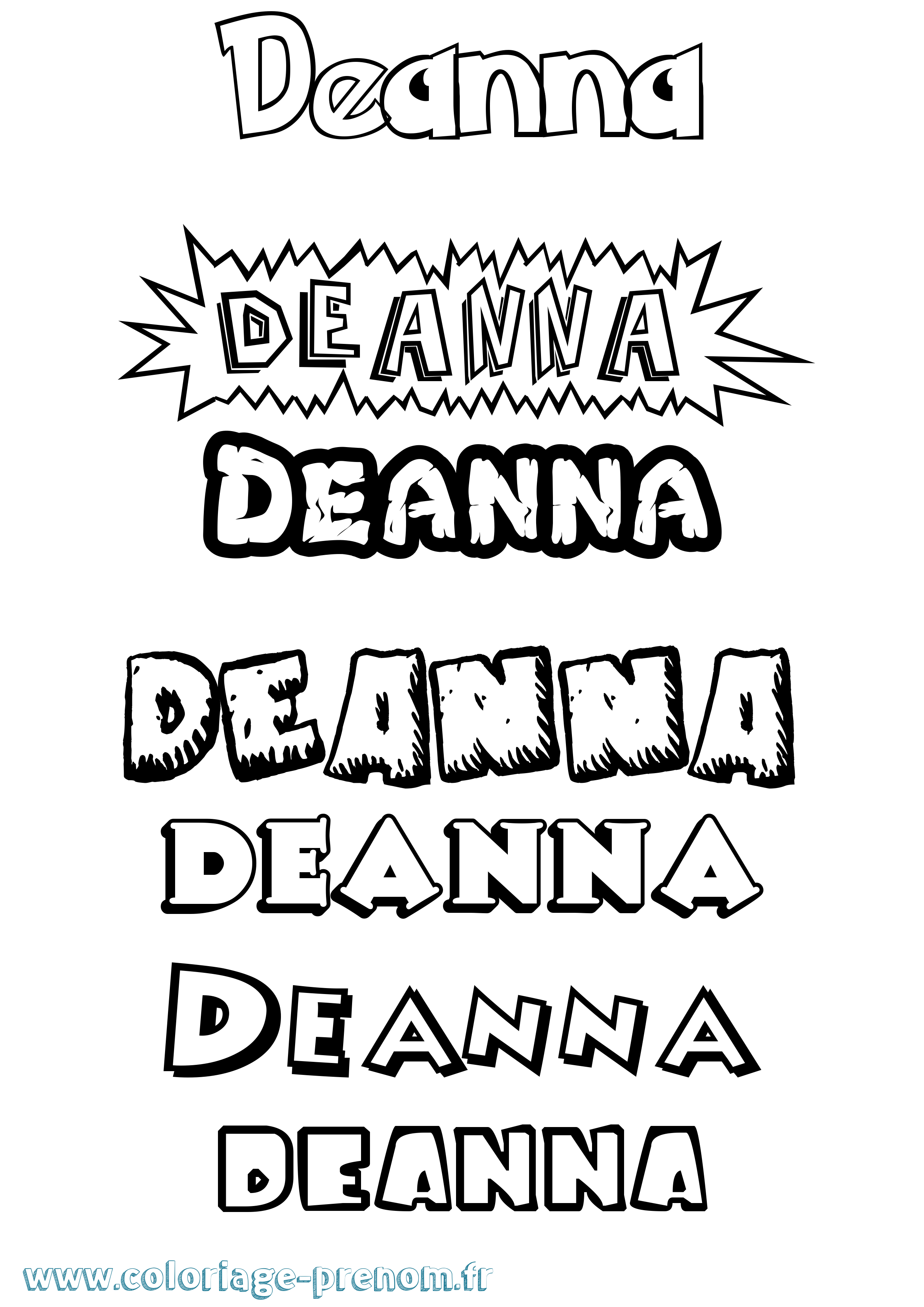 Coloriage Deanna Dessin Animé Coloriage prénom Deanna Dessin Animé