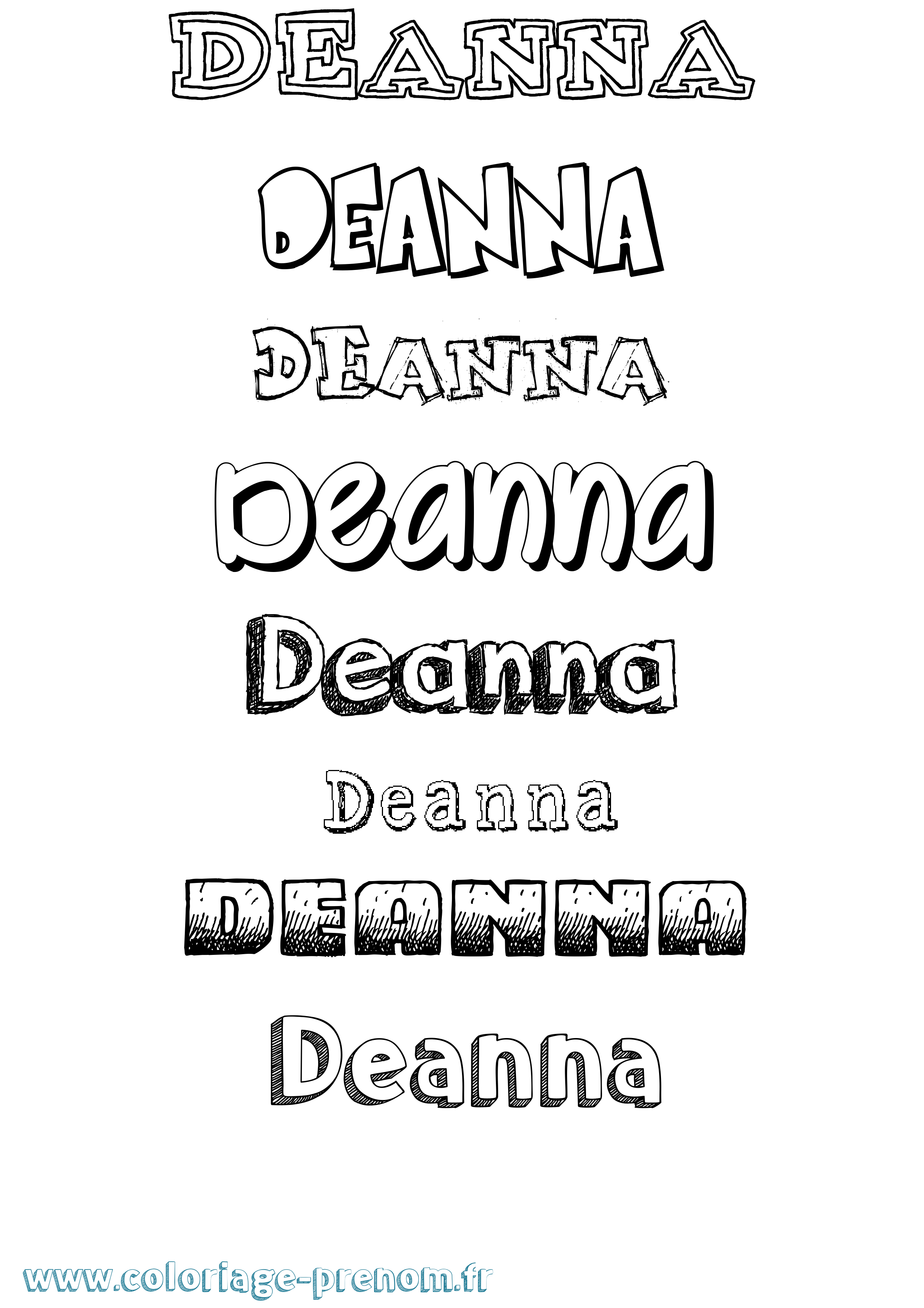 Coloriage Deanna Dessiné Coloriage prénom Deanna Dessiné